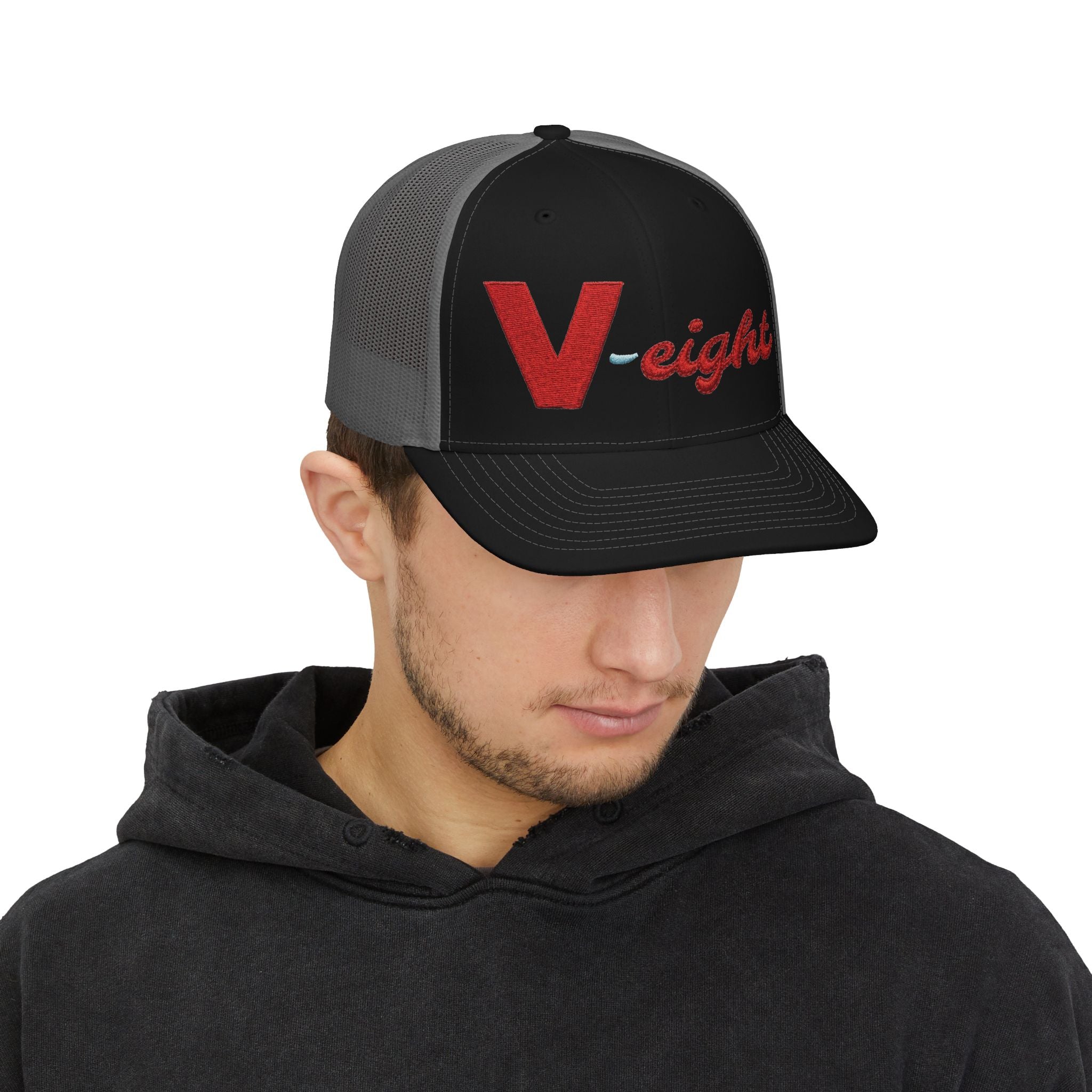 V-eight Embroidered-look Trucker Cap