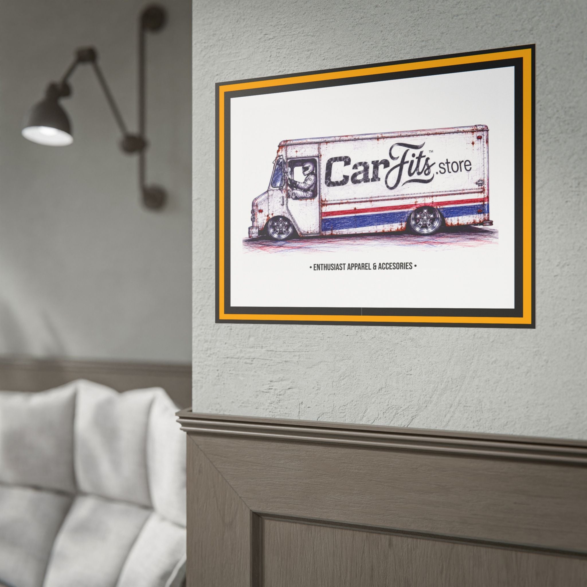 Rolled Poster - Vintage Delivery Truck "CarFits.store" Automotive Wall Art