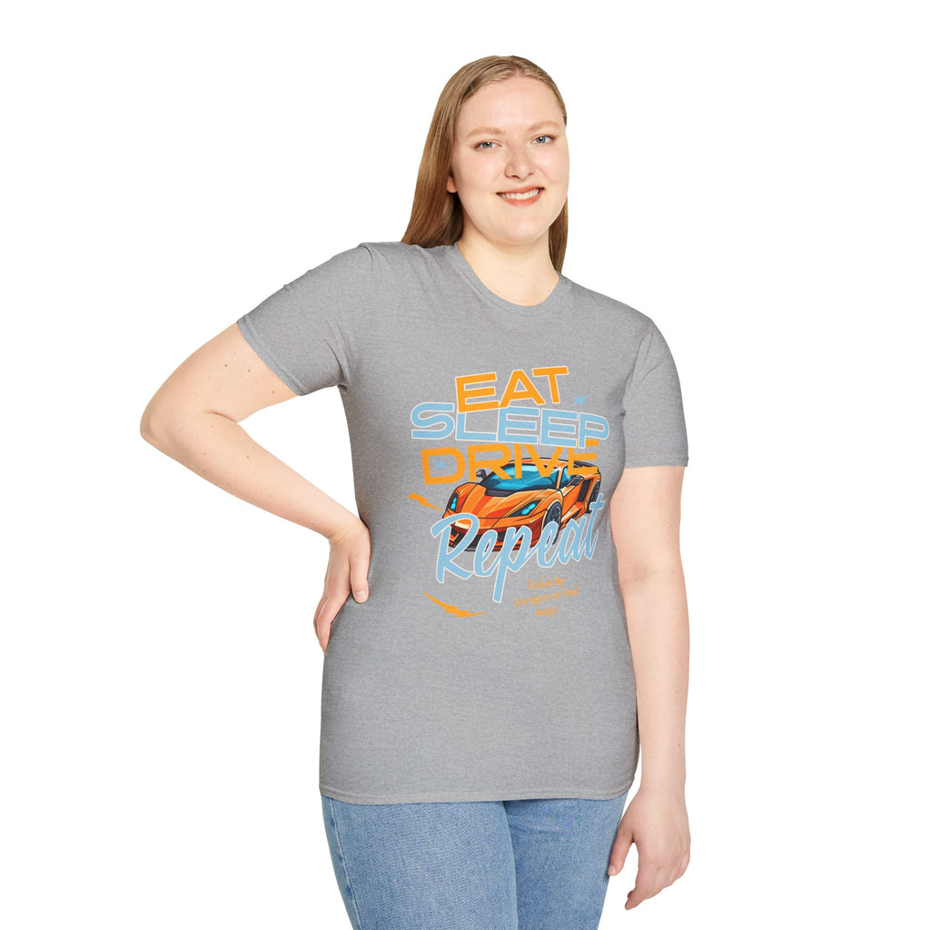 Eat Sleep Drive Repeat T-Shirt — Racing Car Graphic Tee for Motorsport Fans