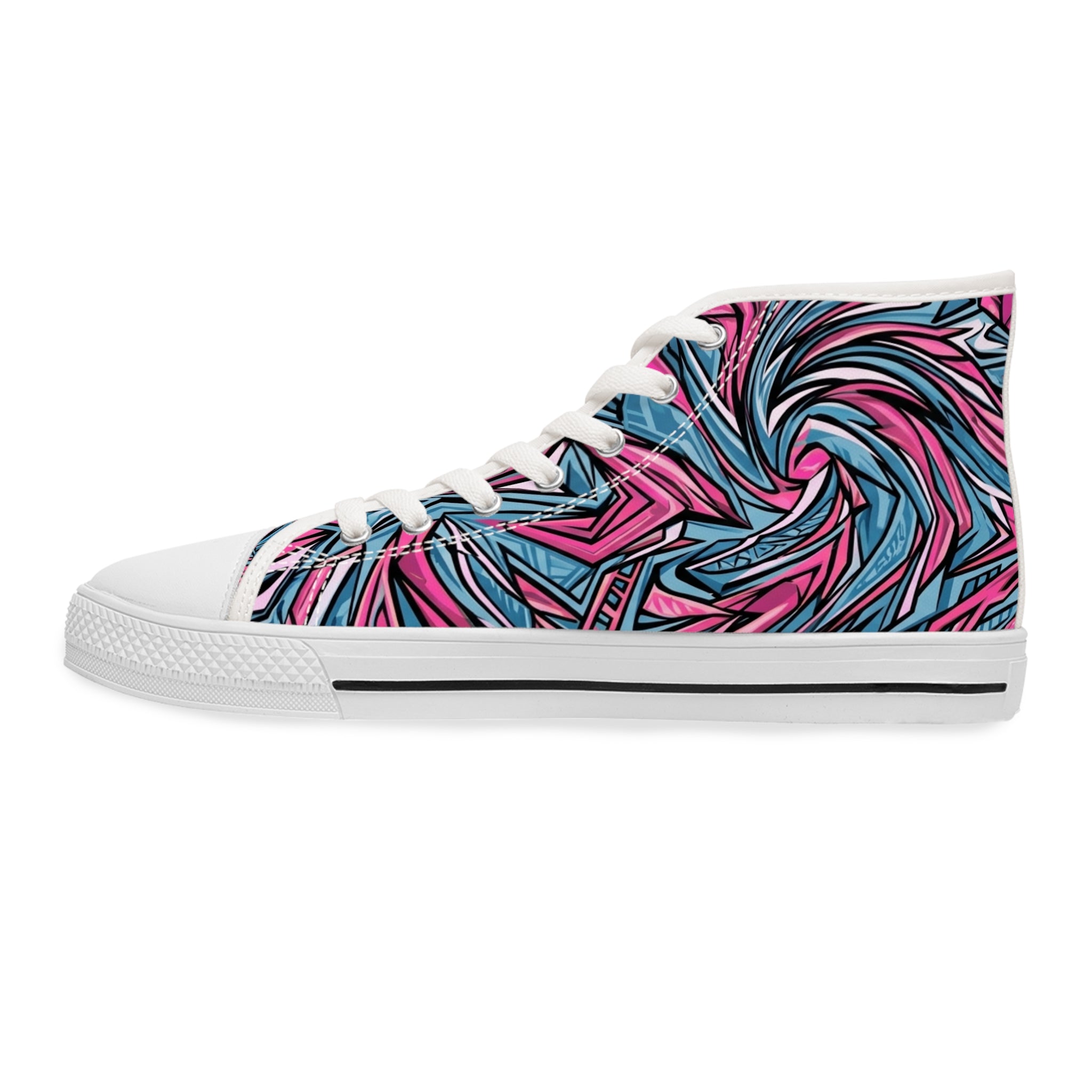 Women’s High Top Sneakers — Vibrant Pink & Teal Abstract Streetwear