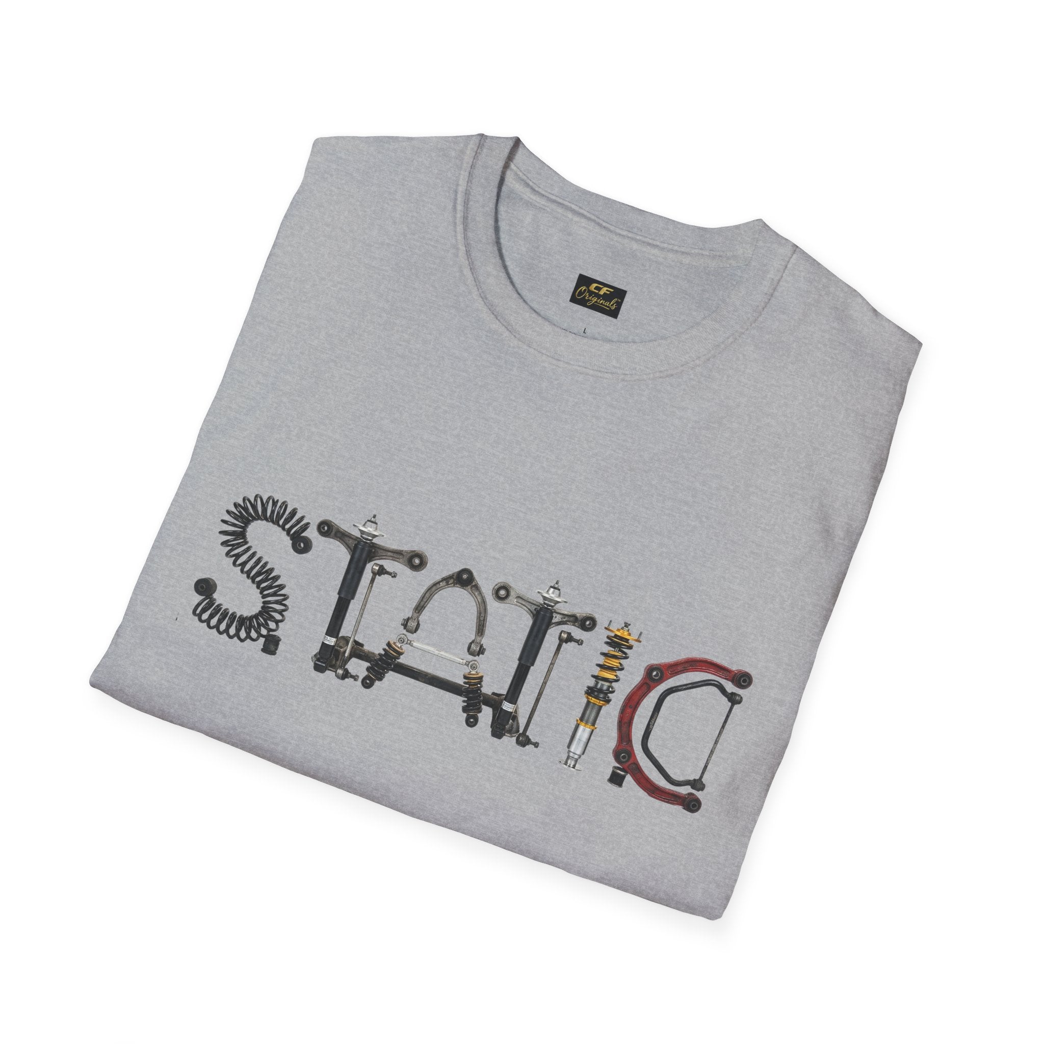 Static Graphic T-Shirt — Industrial Parts Lettering Tee