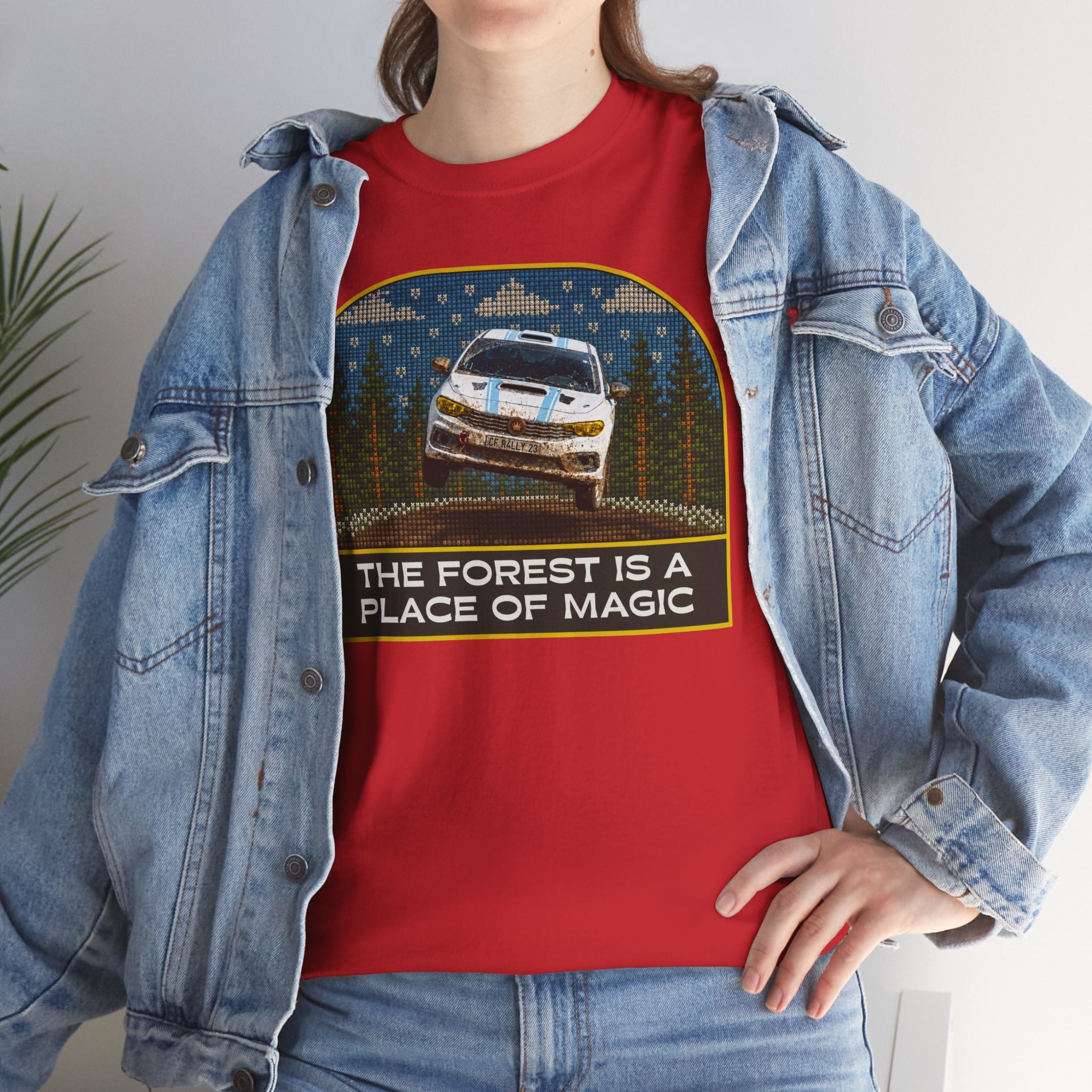 Forest Rally T‑Shirt – 'The Forest Is a Place of Magic' Cross-stitched Style Graphic