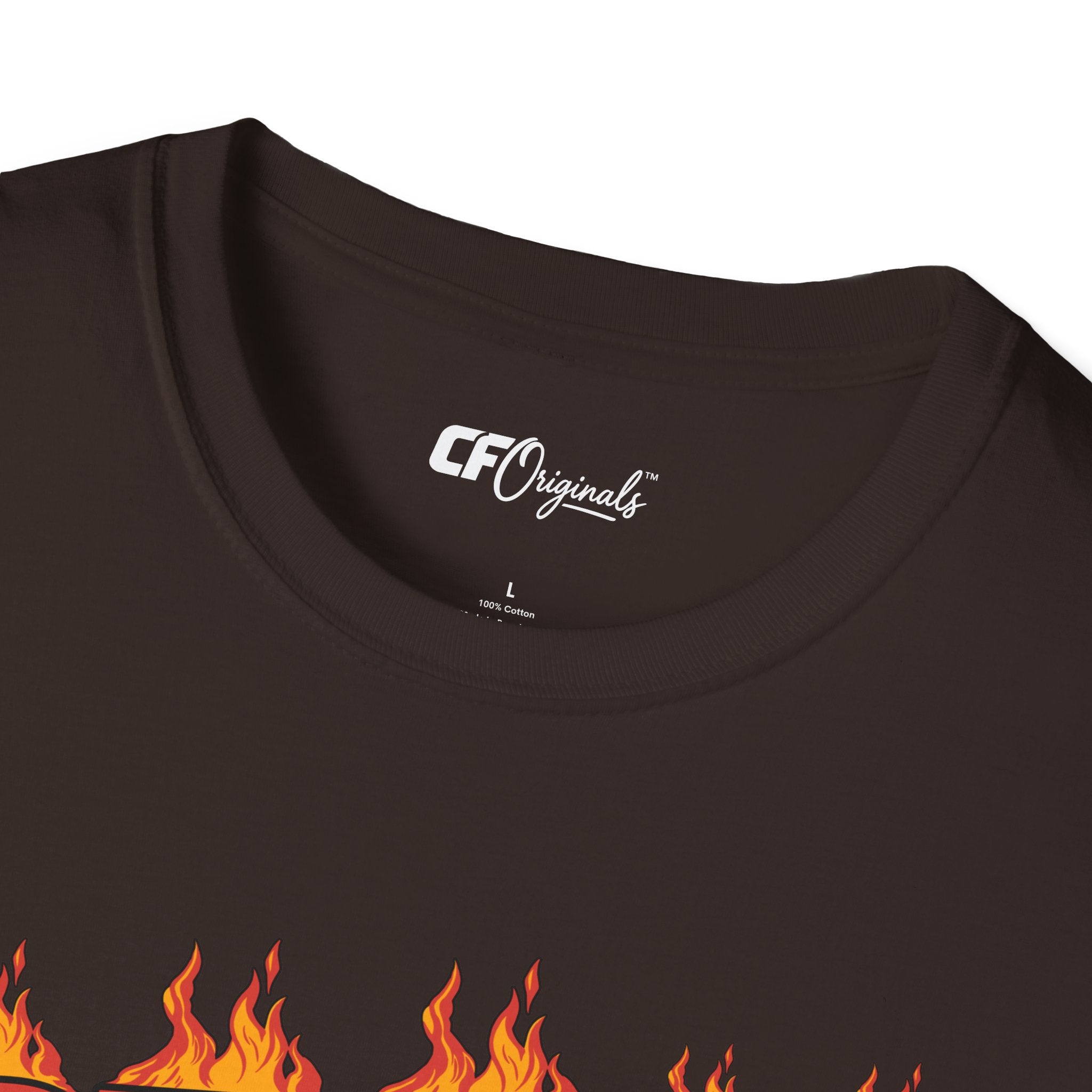 Racing 'BURN' Graphic Tee — Retro Flaming Racecar Chicago Track Shirt