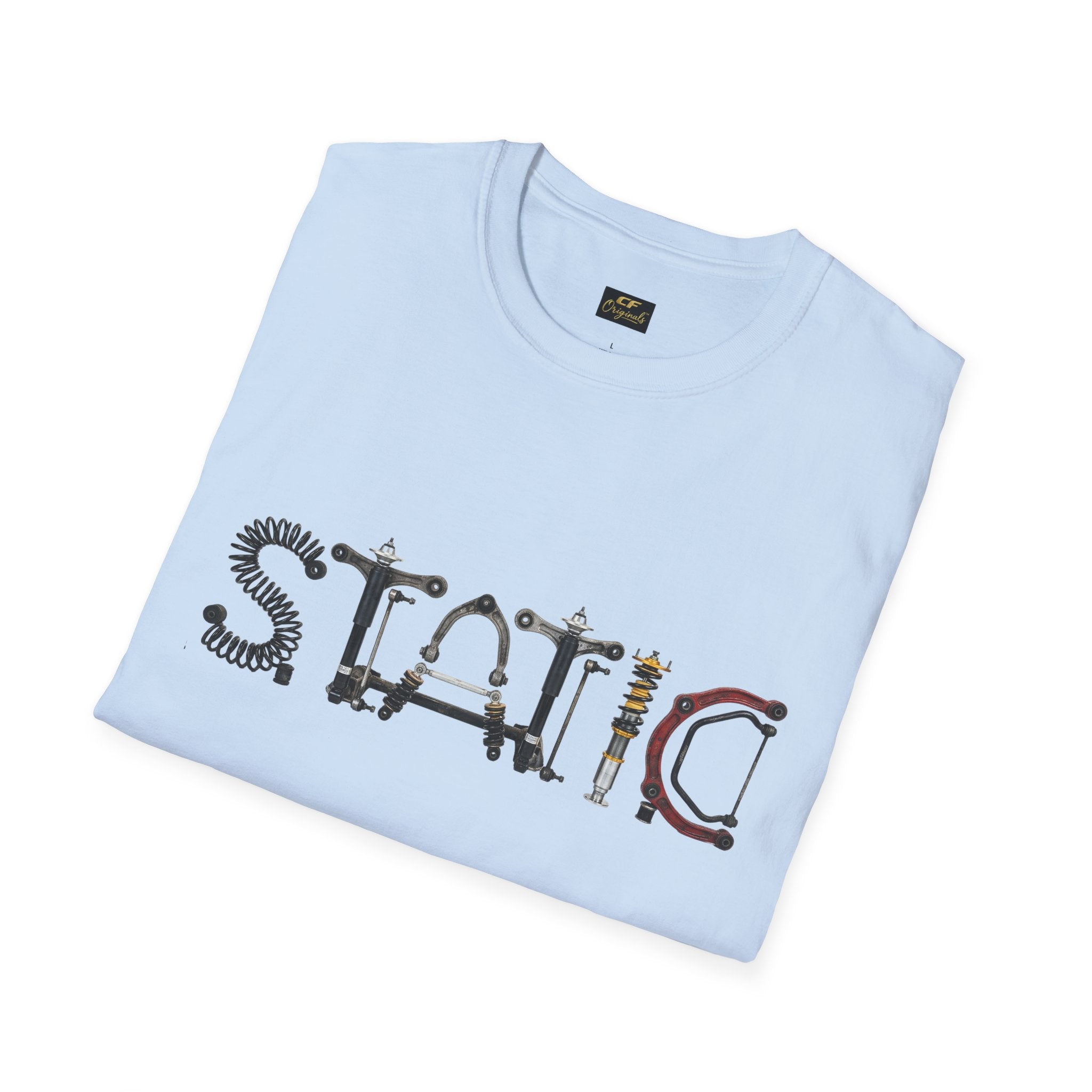 Static Graphic T-Shirt — Industrial Parts Lettering Tee