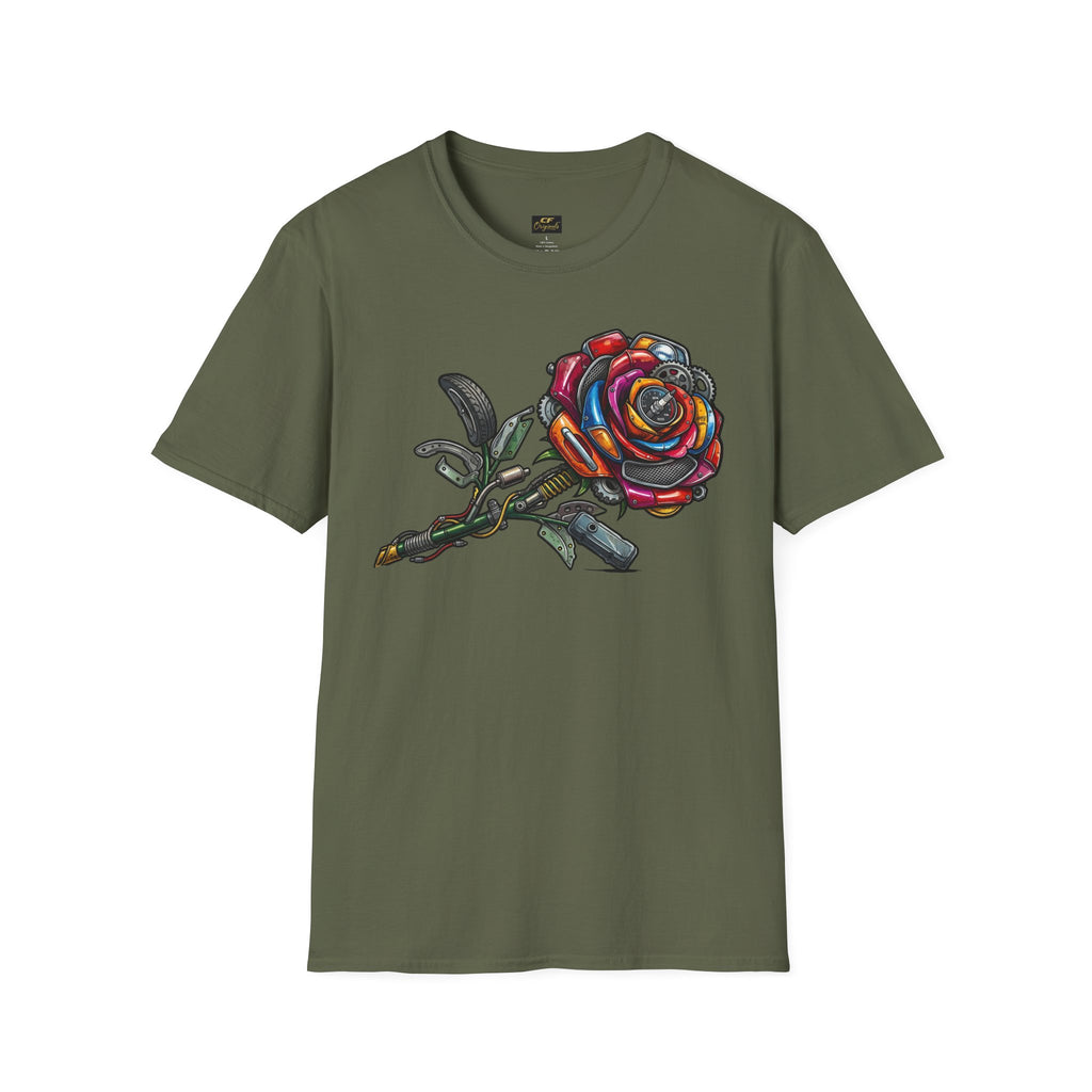 Colorful Mechanical Rose Graphic Tee