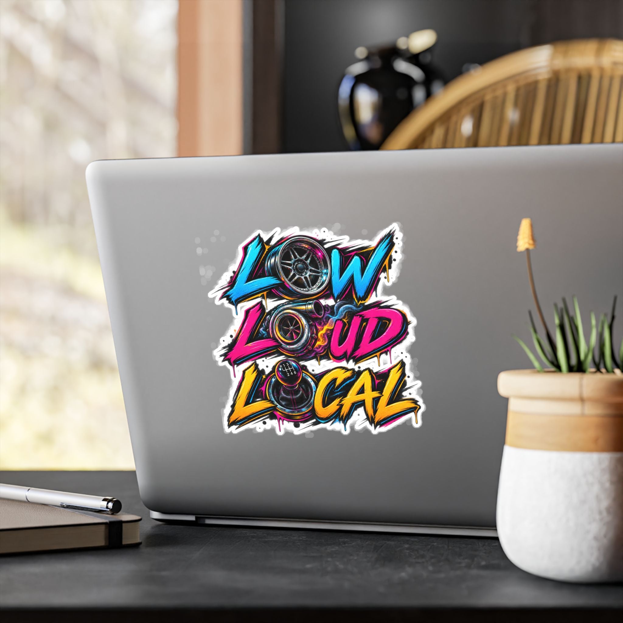 'Low Loud Local' Kiss-Cut Vinyl Sticker — Car Audio & Bass Lovers Decal
