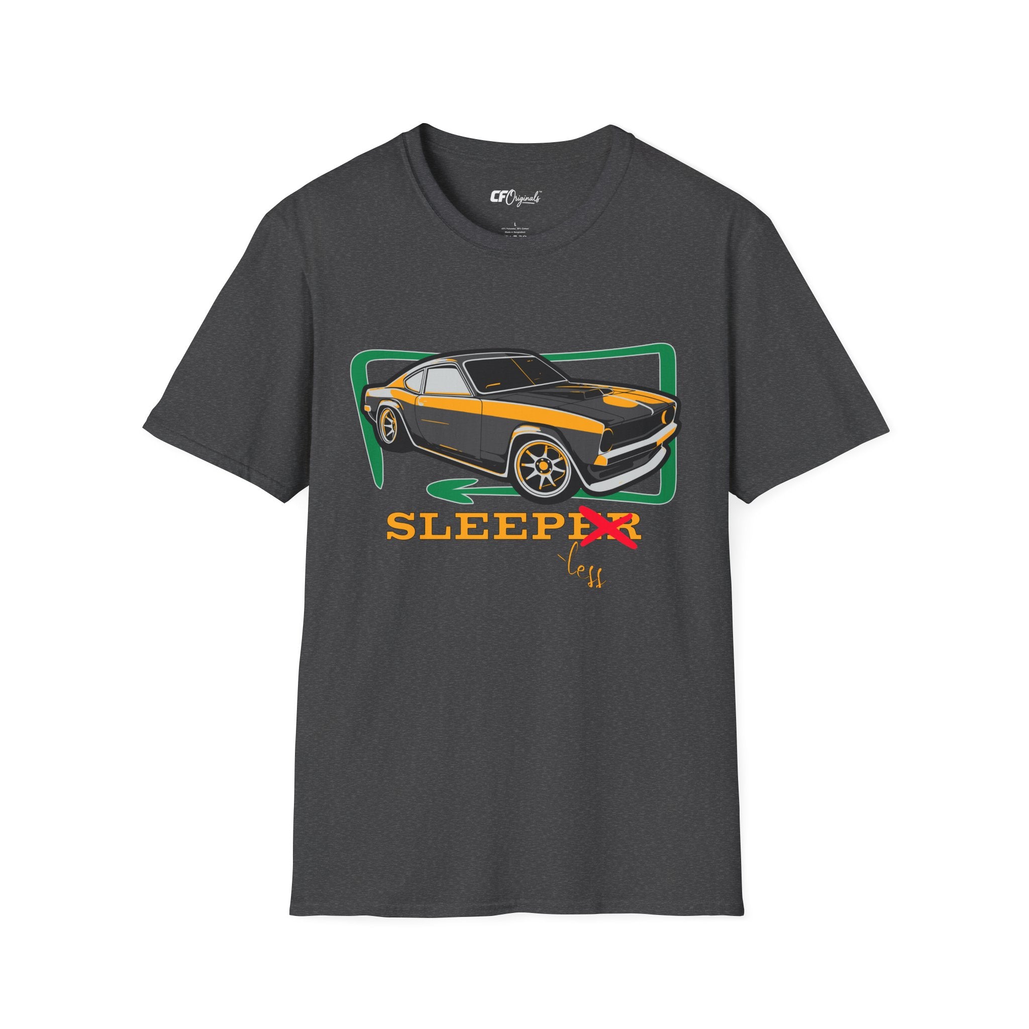 Classic Muscle Car T-Shirt — Retro 'Sleepless' Graphic Tee