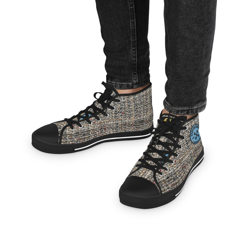High Top Sneakers — Tweed Texture Men's Casual Athletic Shoes