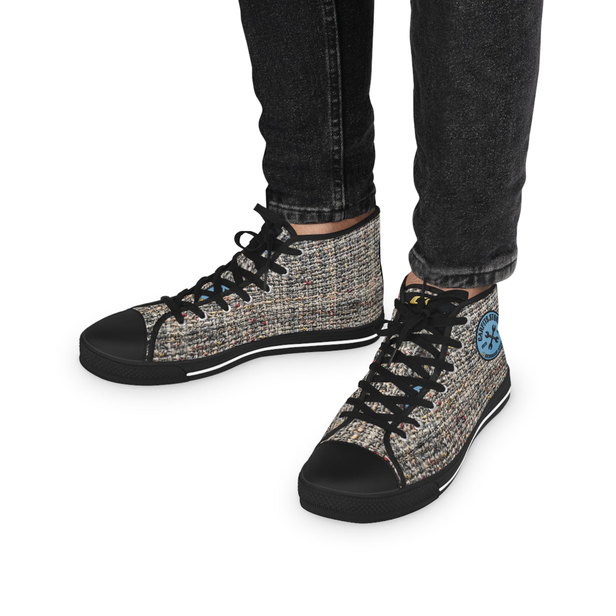 High Top Sneakers — Tweed Texture Men's Casual Athletic Shoes