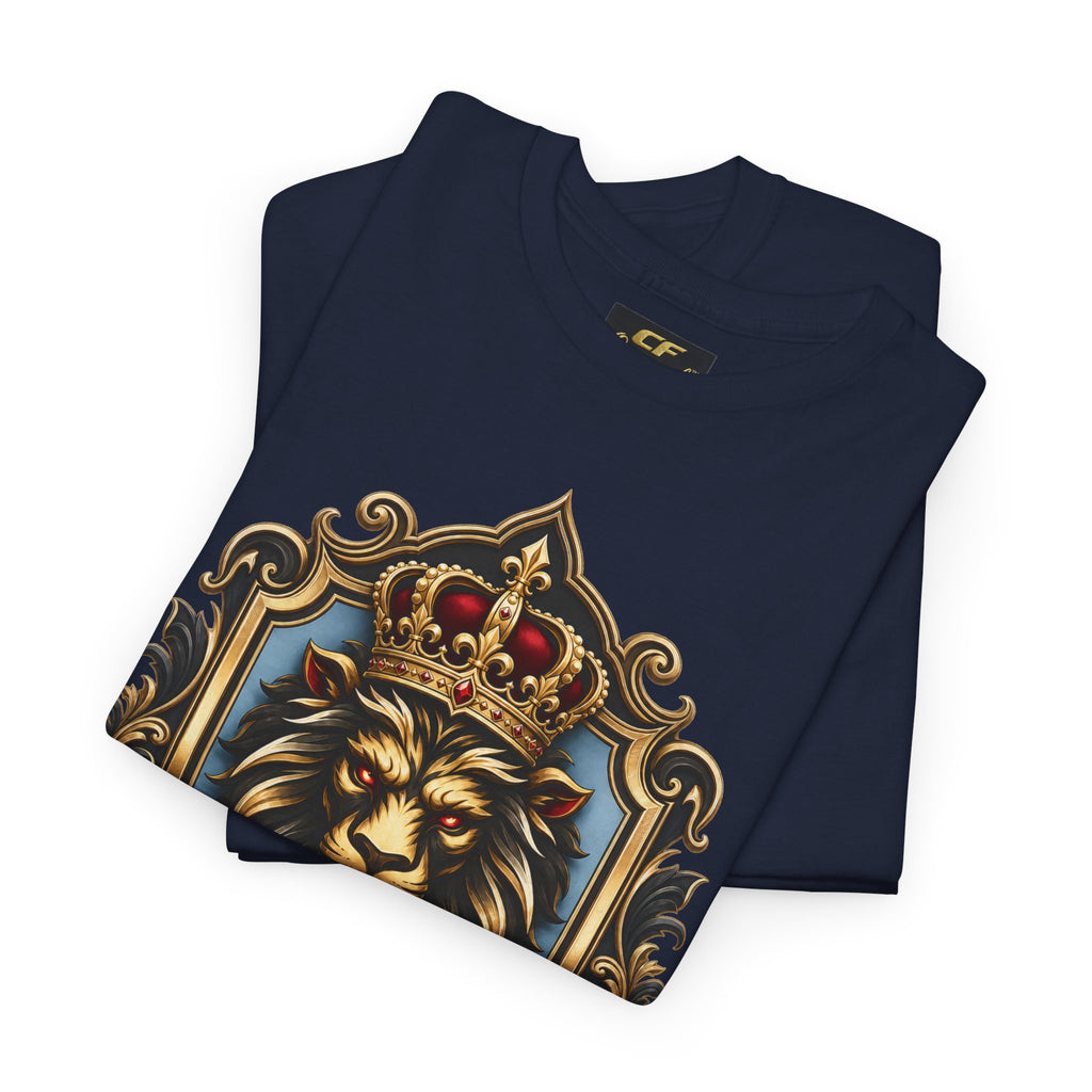 Lion Crest Tee — "Mane Line Auto" Vintage Heraldic Graphic Shirt