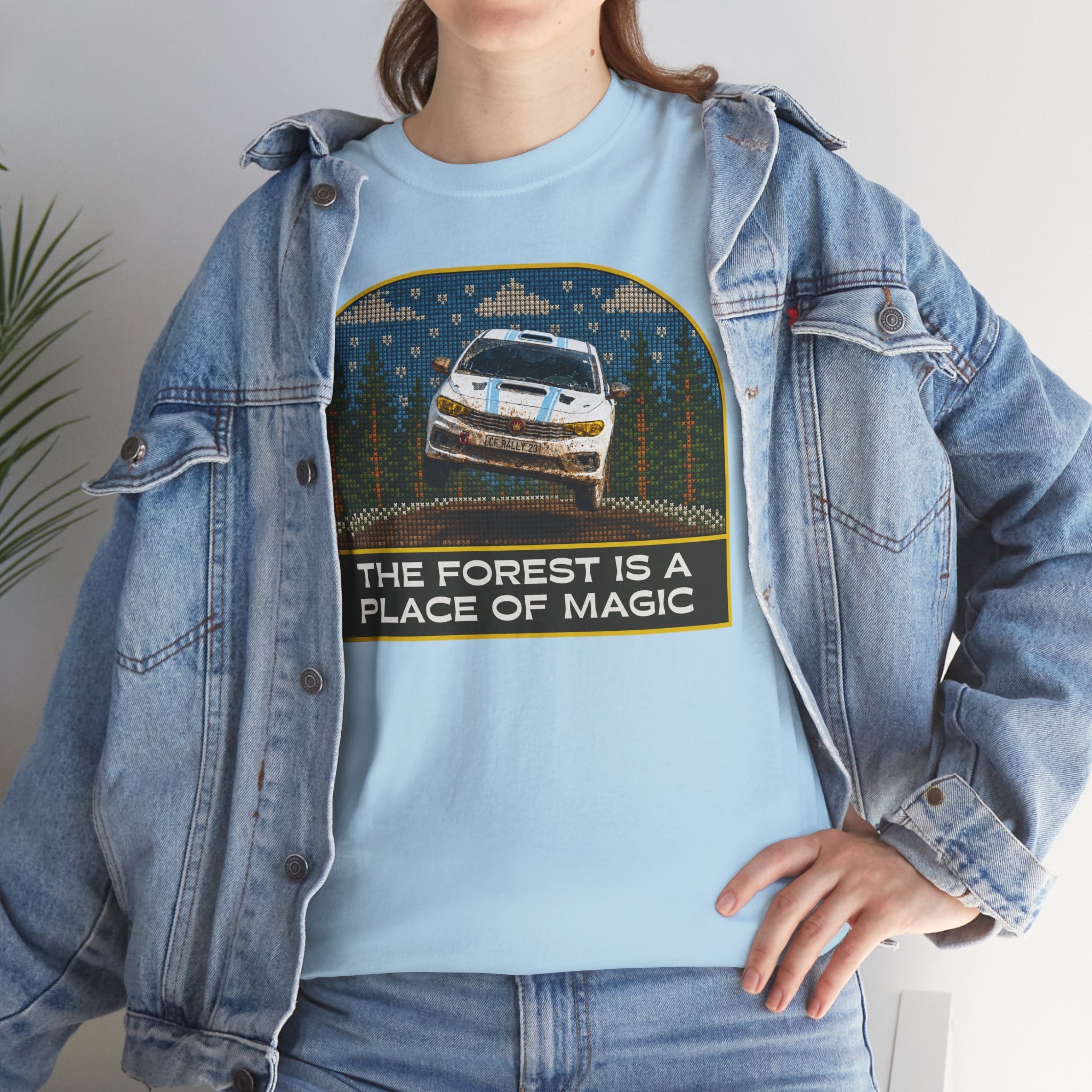 Forest Rally T‑Shirt – 'The Forest Is a Place of Magic' Cross-stitched Style Graphic