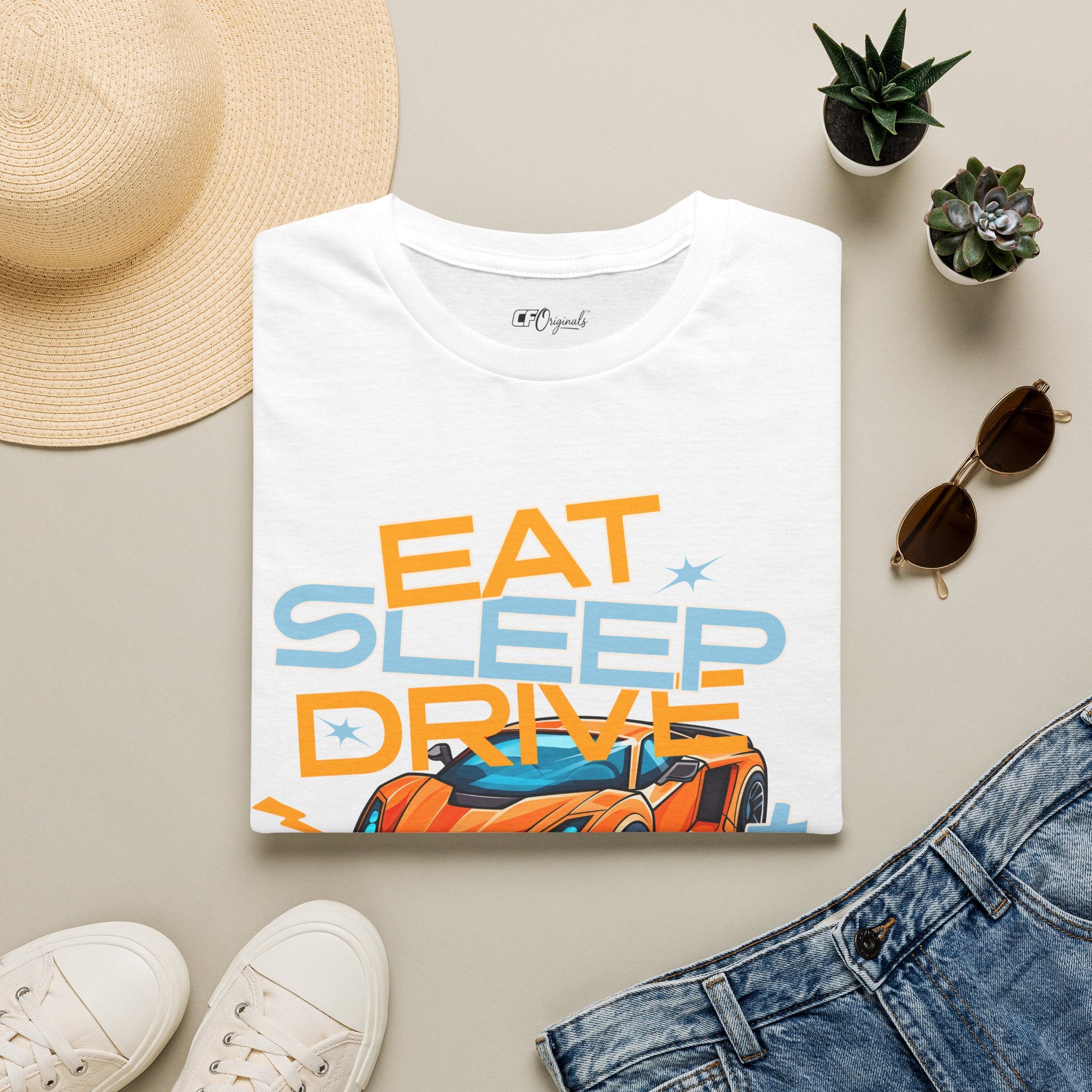 Eat Sleep Drive Repeat T-Shirt — Racing Car Graphic Tee for Motorsport Fans