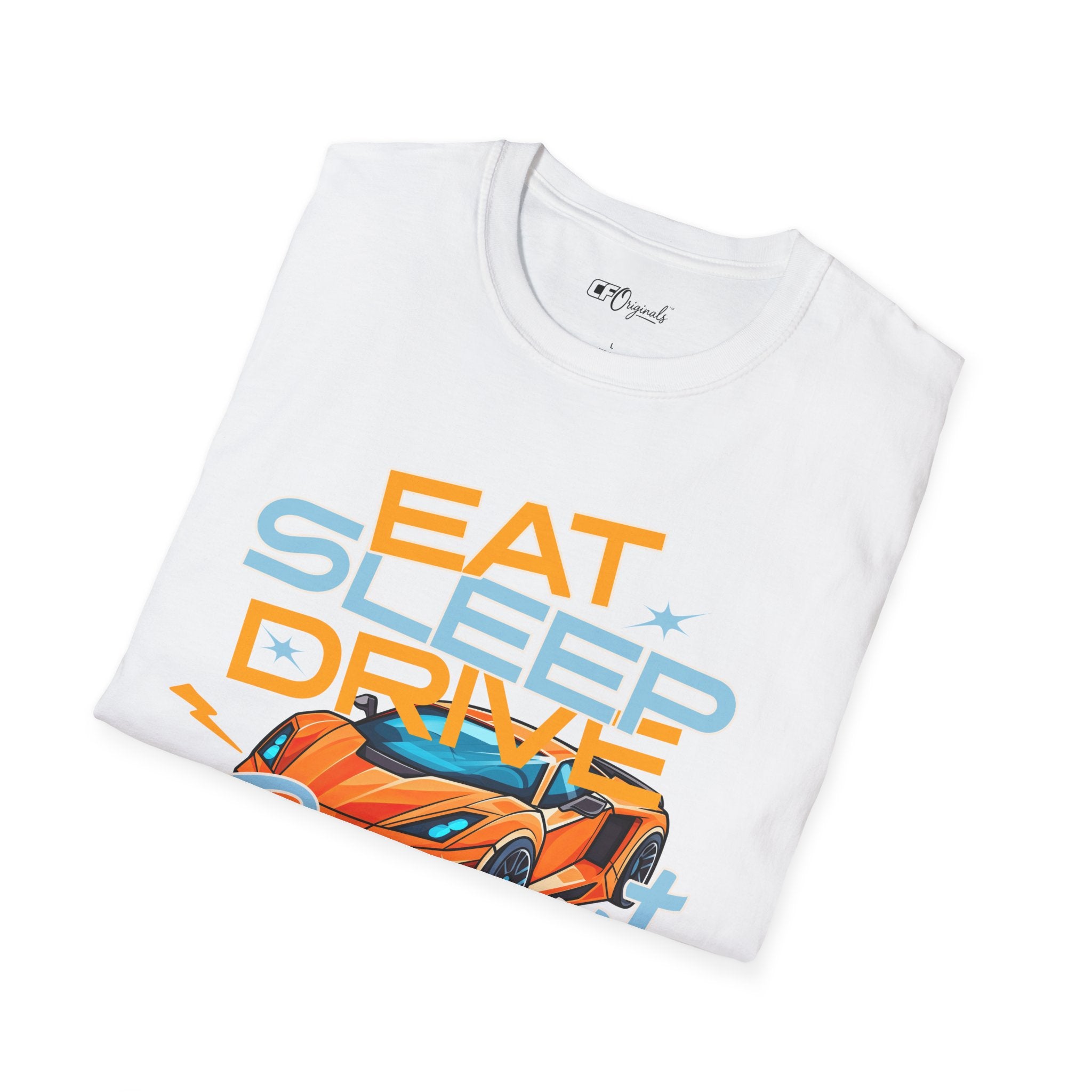 Eat Sleep Drive Repeat T-Shirt — Racing Car Graphic Tee for Motorsport Fans