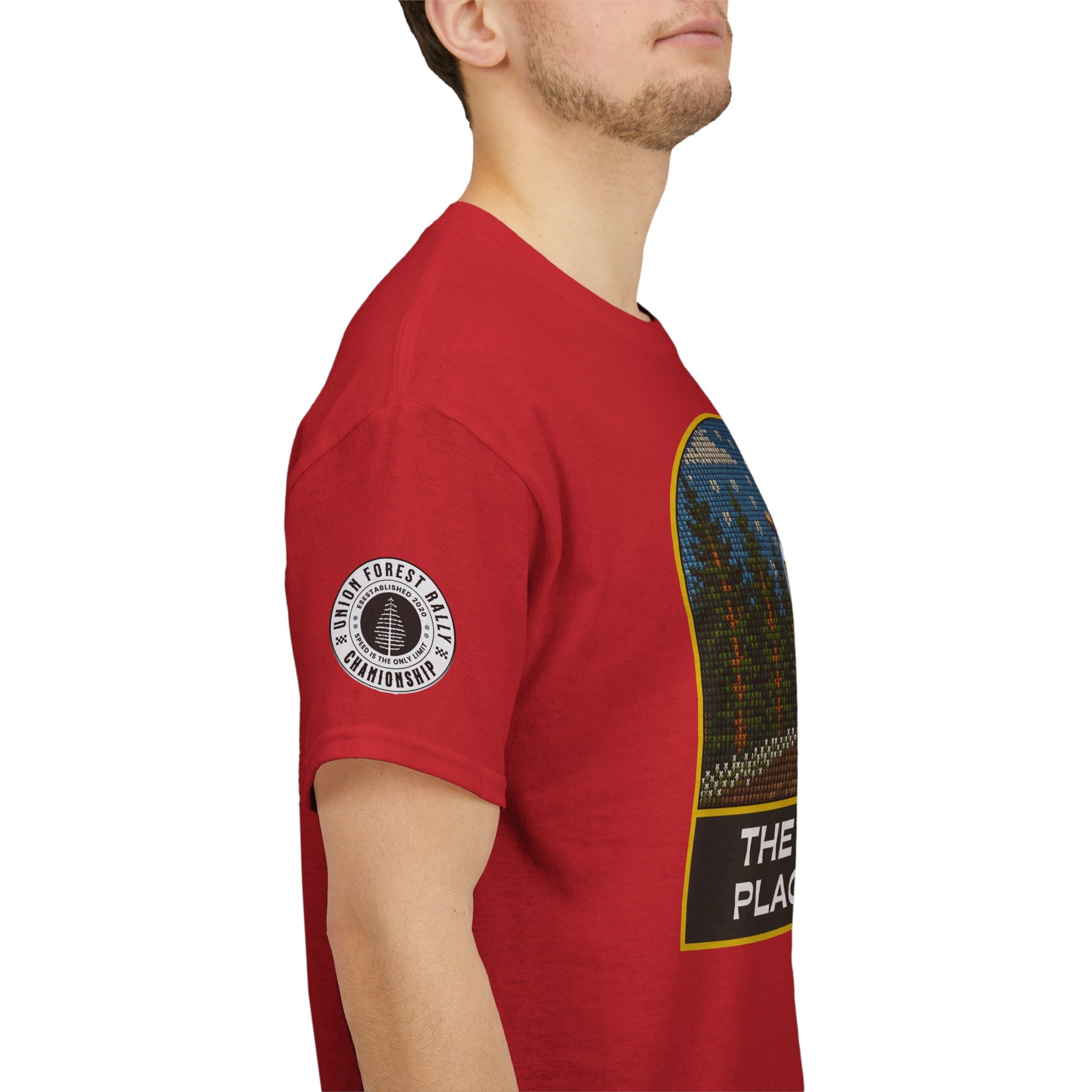 Forest Rally T‑Shirt – 'The Forest Is a Place of Magic' Cross-stitched Style Graphic
