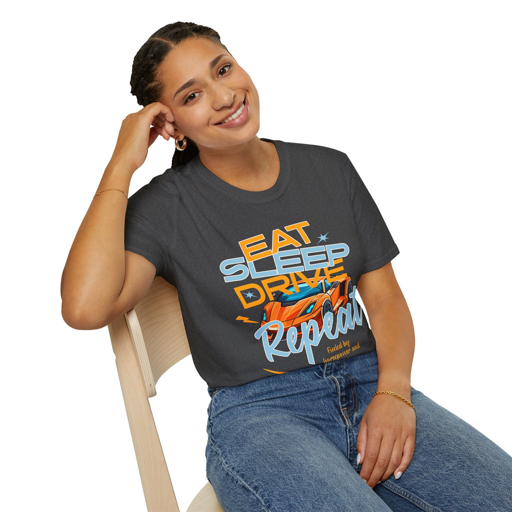 Eat Sleep Drive Repeat T-Shirt — Racing Car Graphic Tee for Motorsport Fans