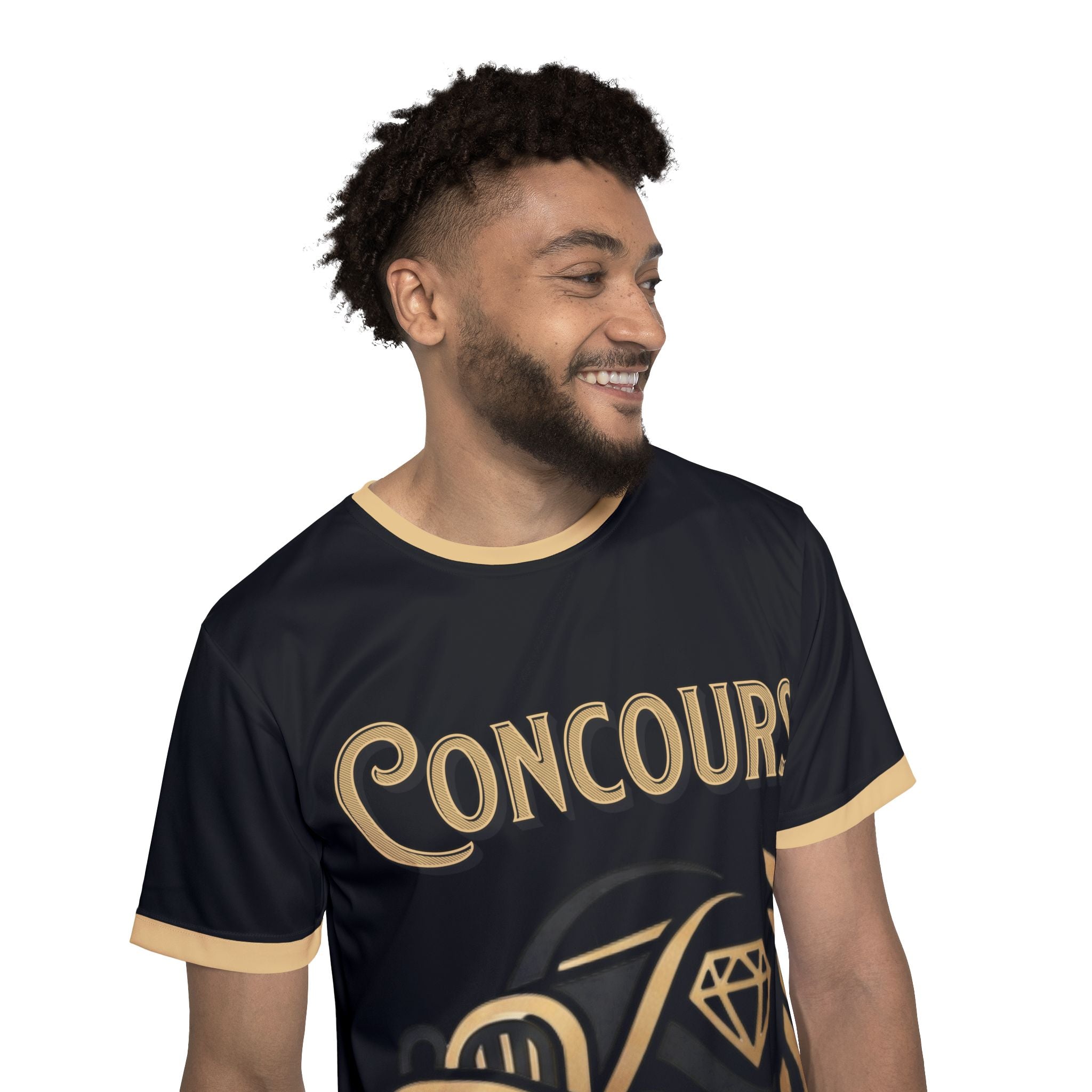 Concours D'Elegance Men's Jersey — Black & Gold Racing Tee (Number 26)