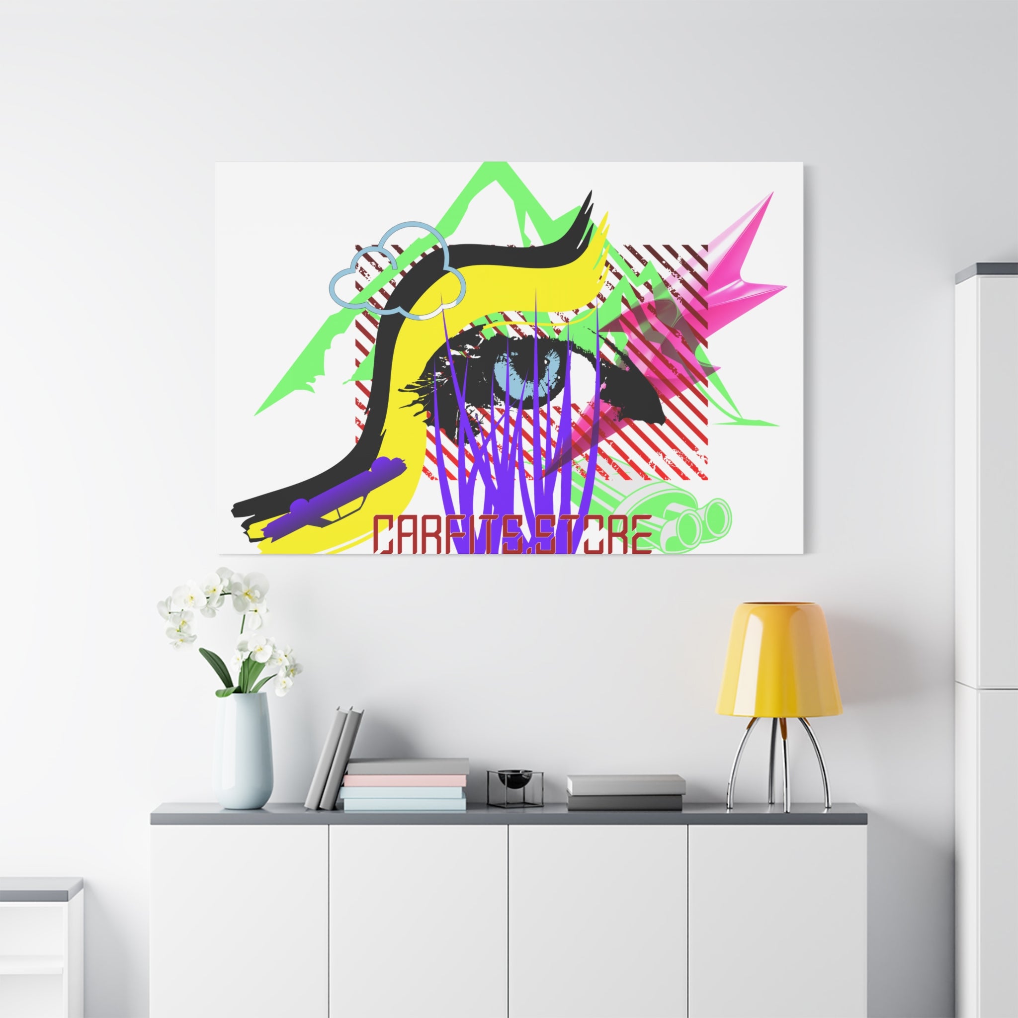 Automotive Pop Art Matte Canvas Print — Vibrant Abstract Wall Art