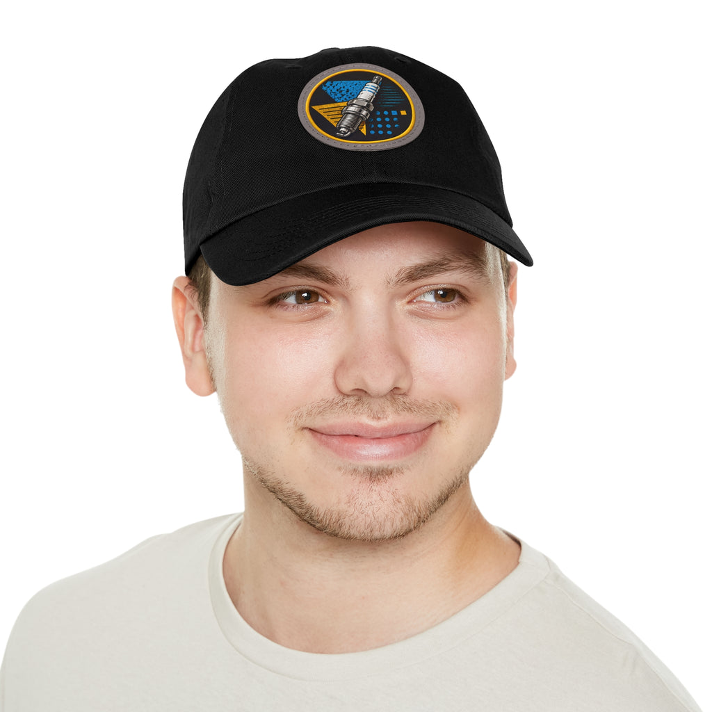 Spark Plug Patch Dad Hat — Vintage Automotive Mechanic Cap