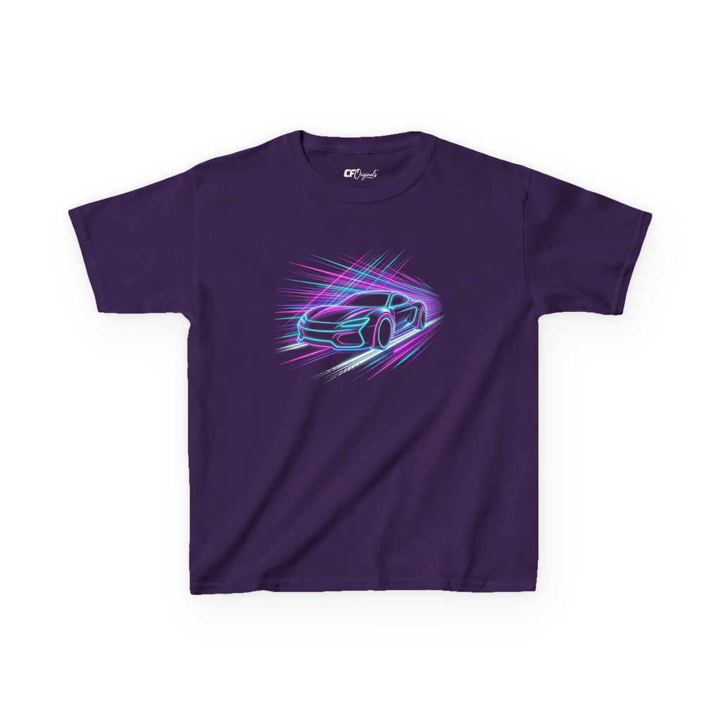 Kids Neon Speed Car Tee — Racing Graphic