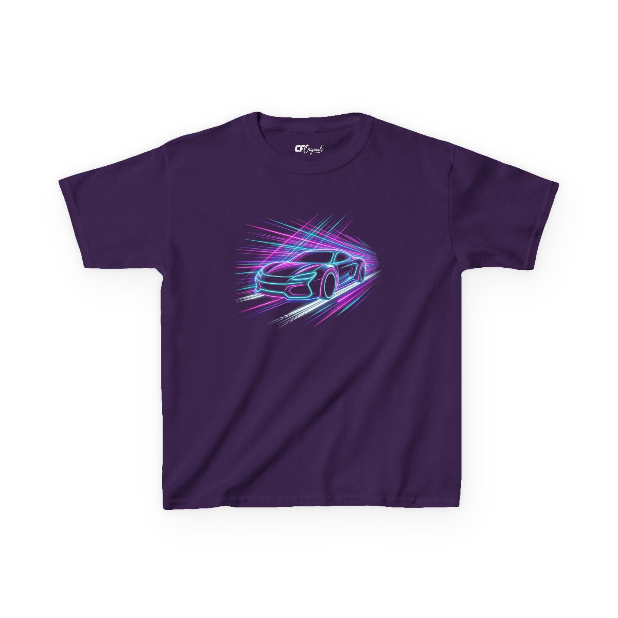 Kids Neon Speed Car Tee — Racing Graphic