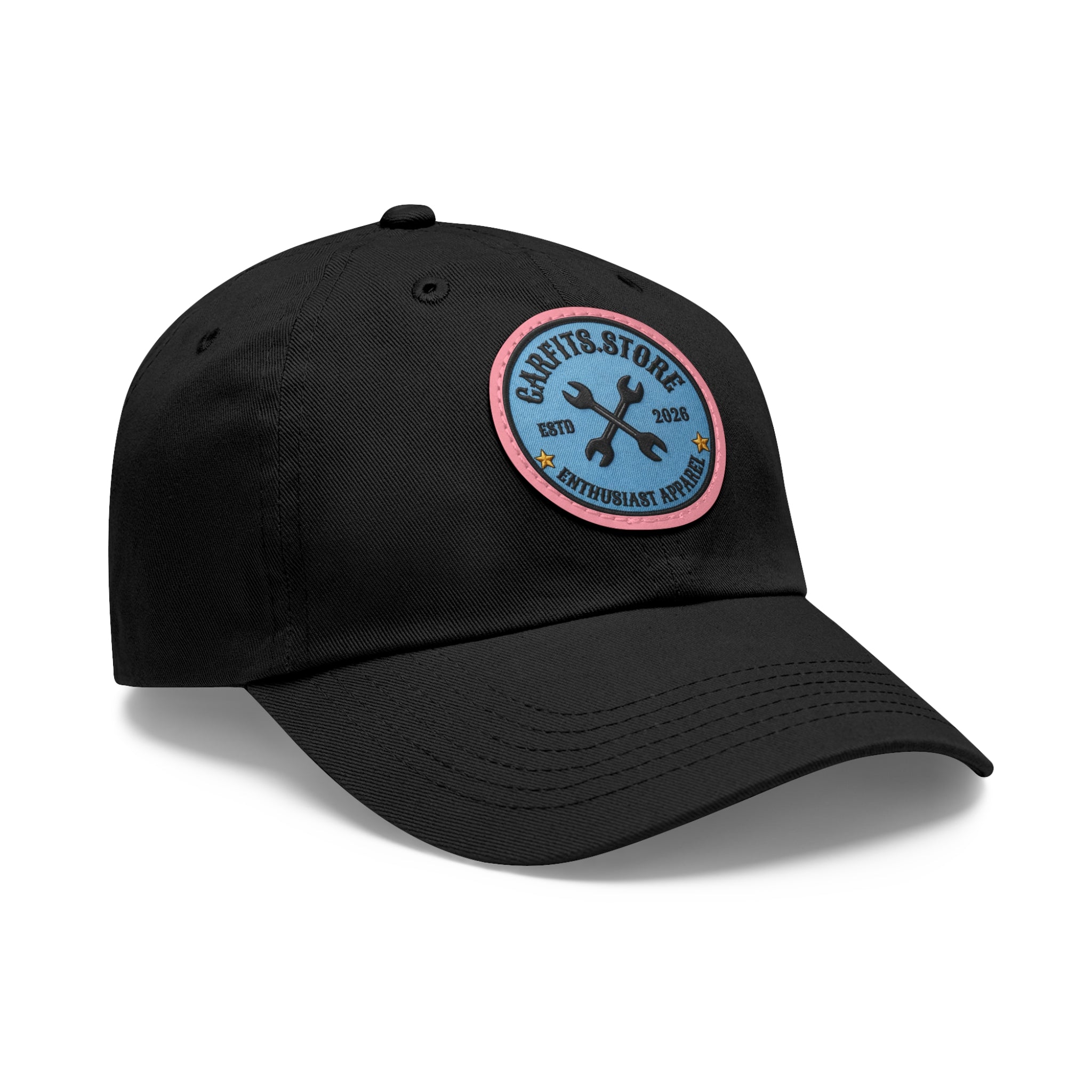 Mechanic Logo Dad Hat — Leather Patch Cap