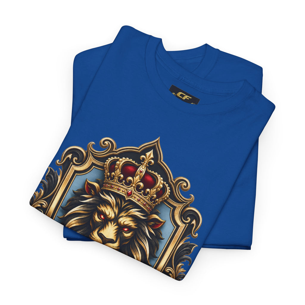 Lion Crest Tee — "Mane Line Auto" Vintage Heraldic Graphic Shirt