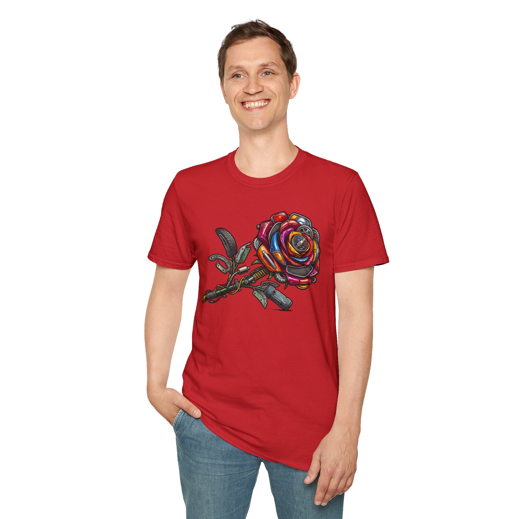 Colorful Mechanical Rose Graphic Tee