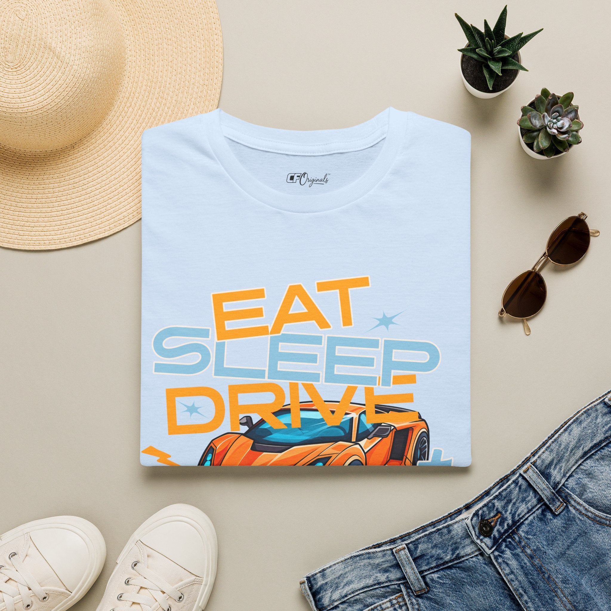 Eat Sleep Drive Repeat T-Shirt — Racing Car Graphic Tee for Motorsport Fans