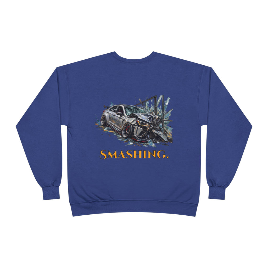 Smashing Crewneck Sweatshirt — Graphic Car Crash Design