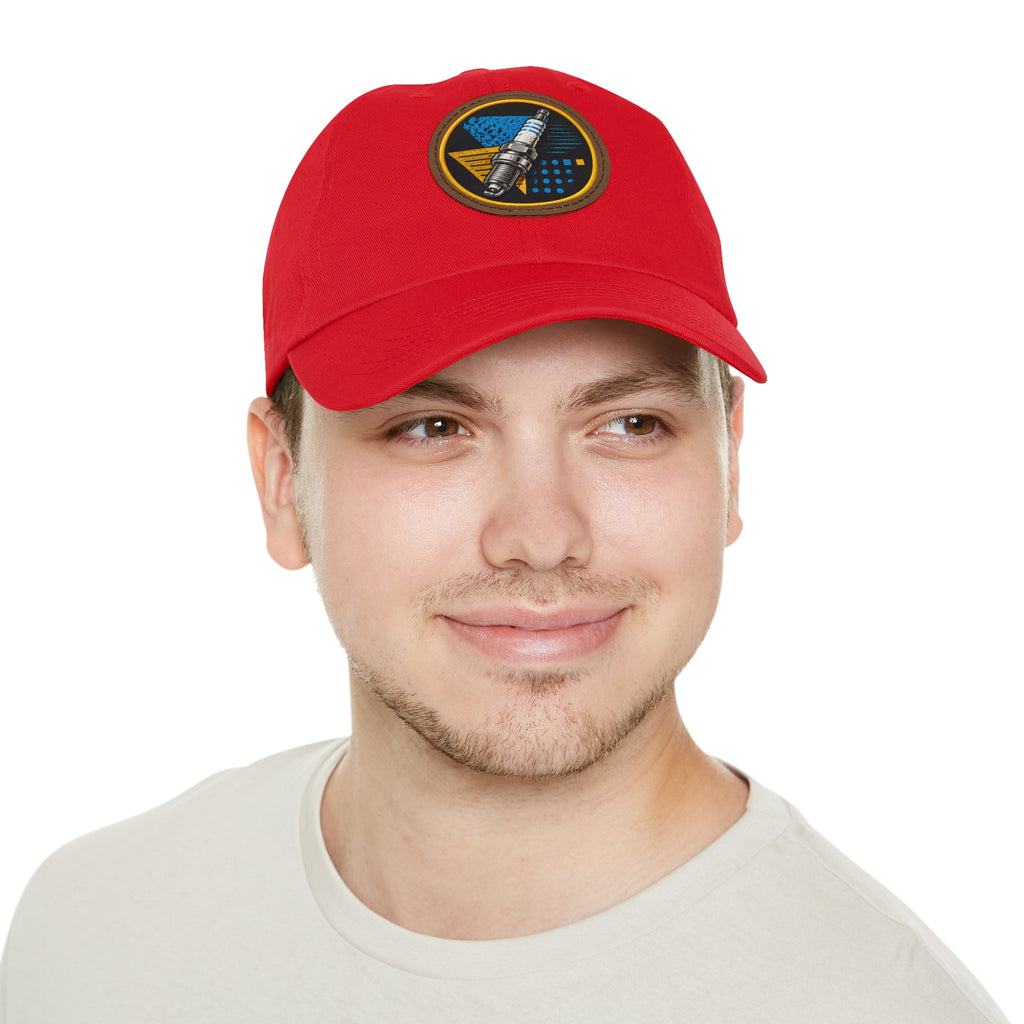 Spark Plug Patch Dad Hat — Vintage Automotive Mechanic Cap