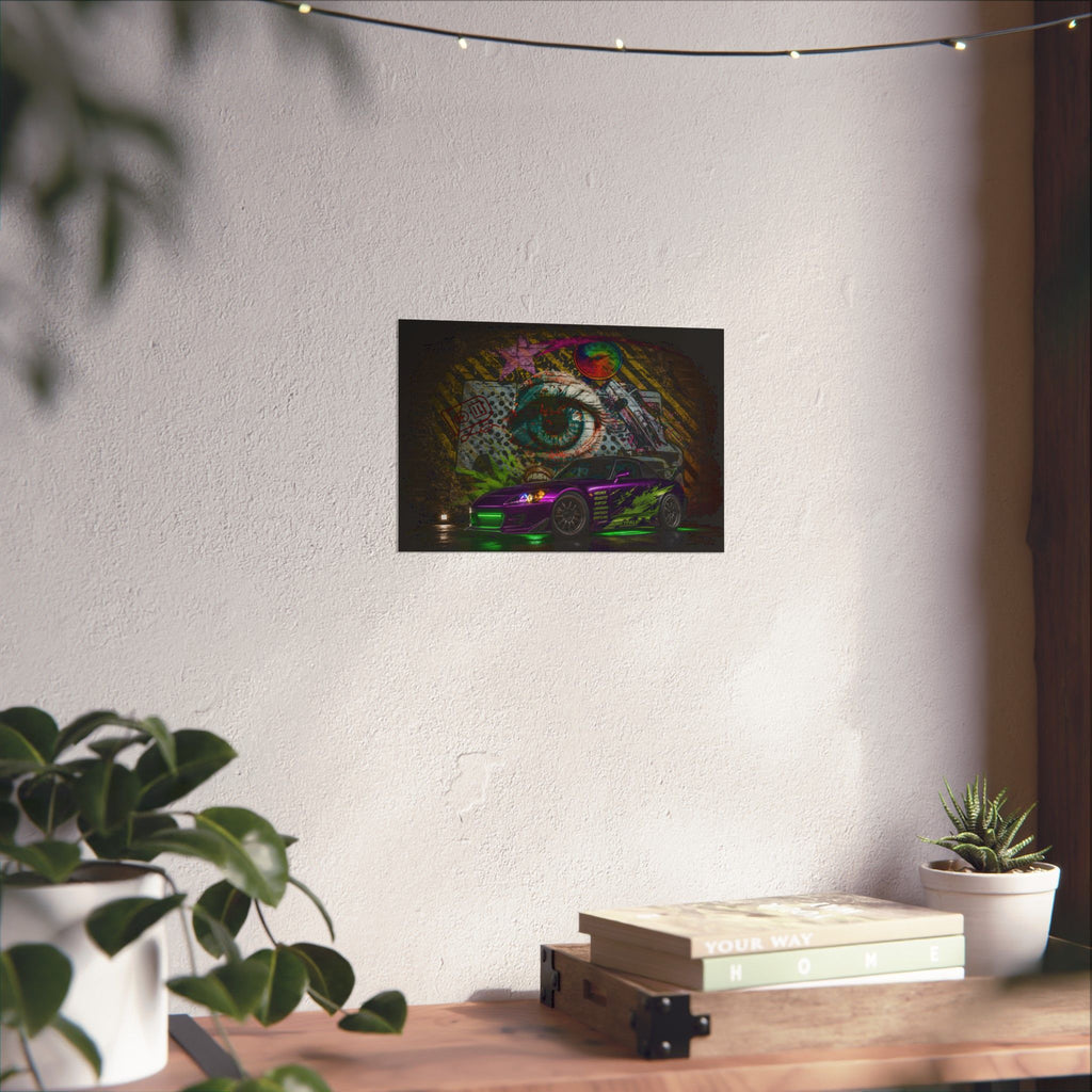 Graffiti Sports Car Matte Poster — Neon Drift Street Art Wall Print