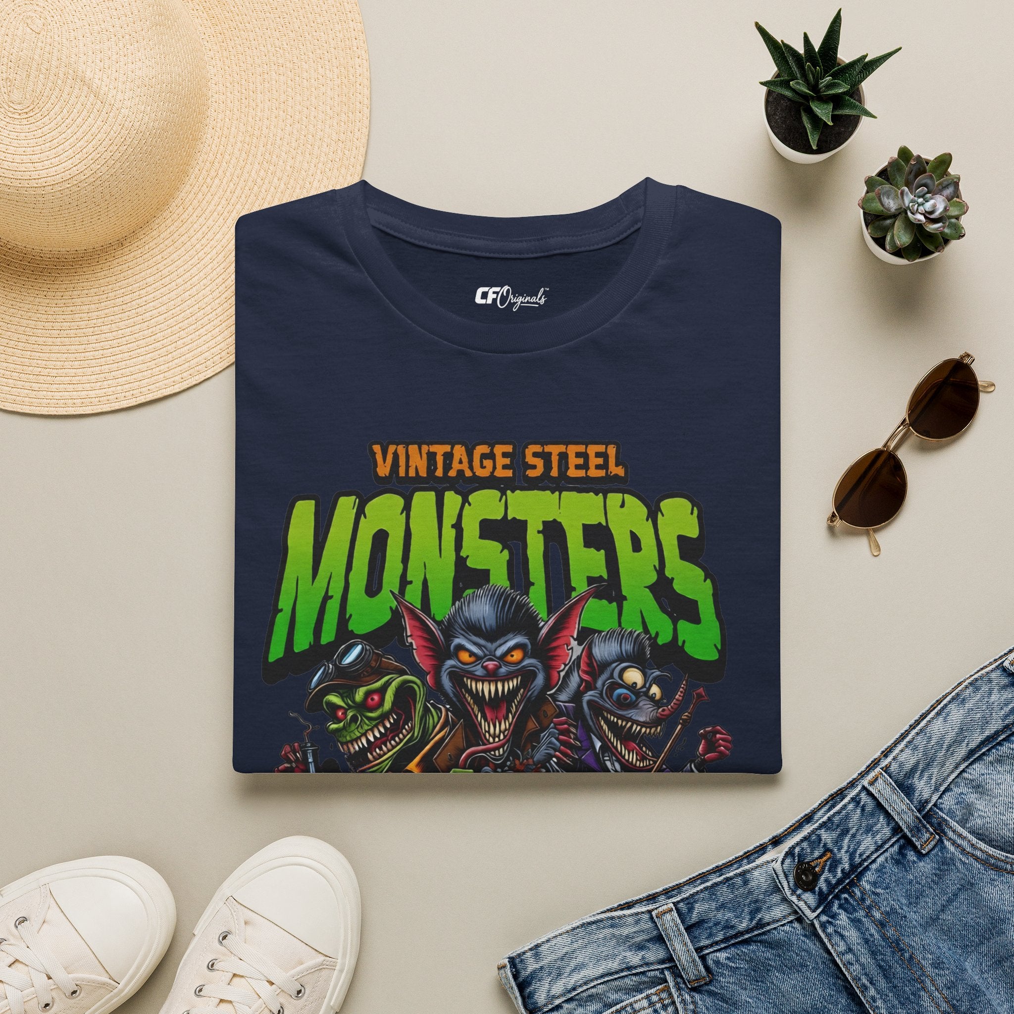Vintage “MONSTERS” Horror Tee — Retro Steel Monster Graphic T-Shirt