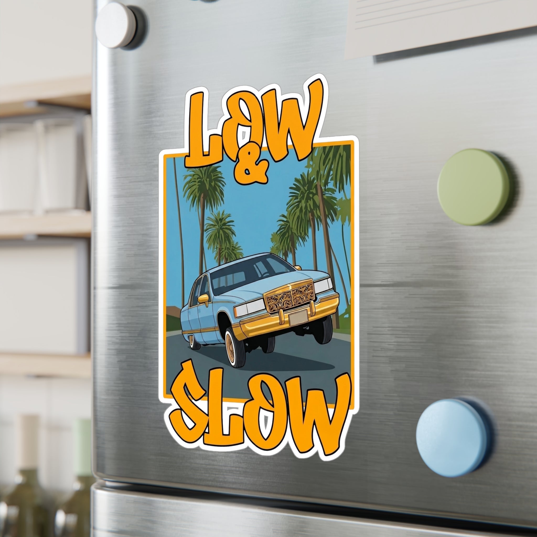Low & Slow Car Sticker — Vintage Lowrider Kiss-Cut Vinyl Decal