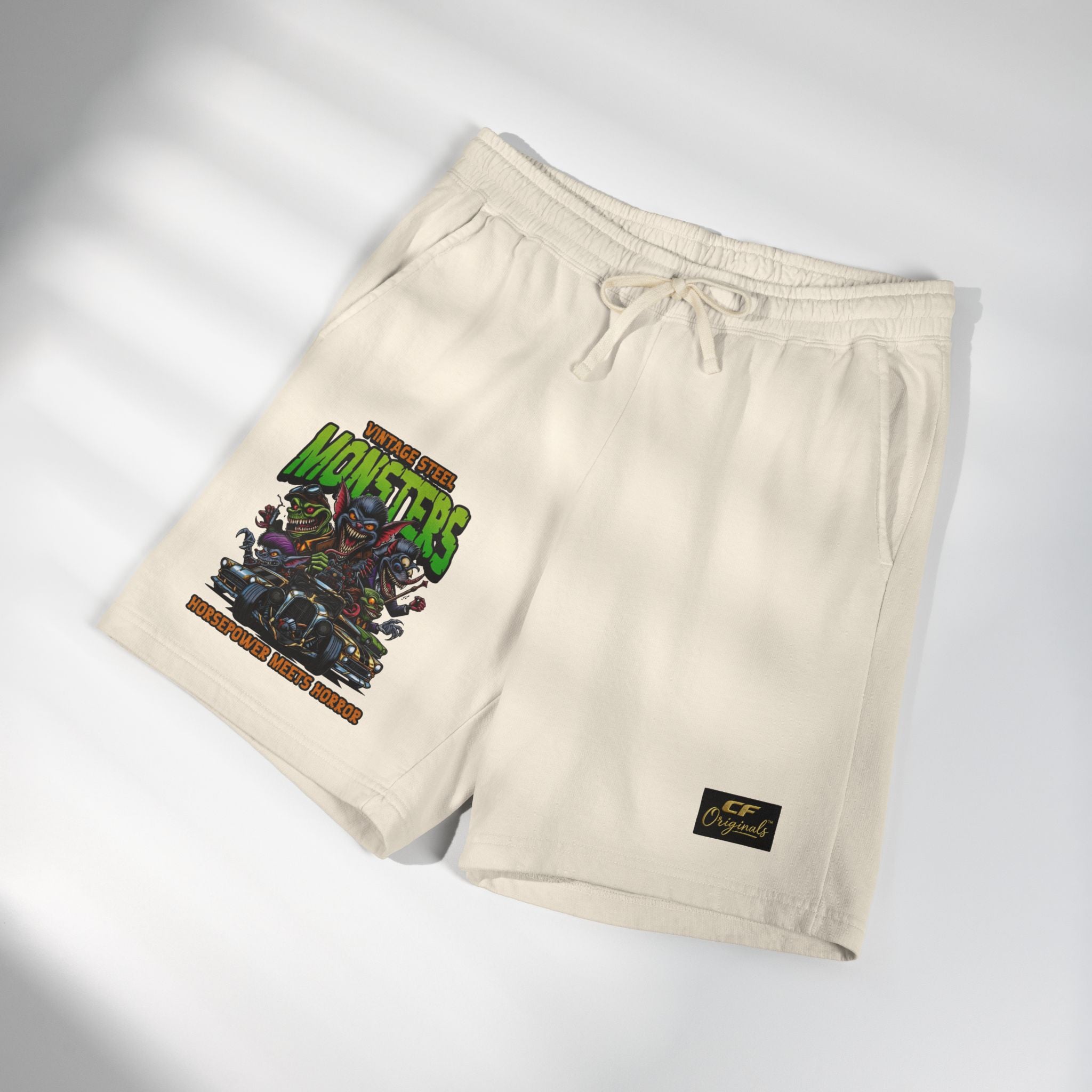 Monster Crew Sweat Shorts — Graphic Fleece Lounge Shorts