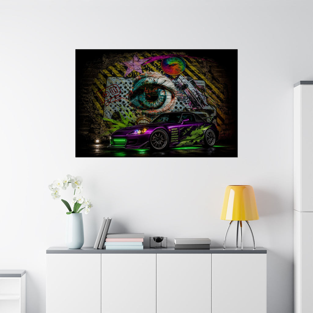 Graffiti Sports Car Matte Poster — Neon Drift Street Art Wall Print