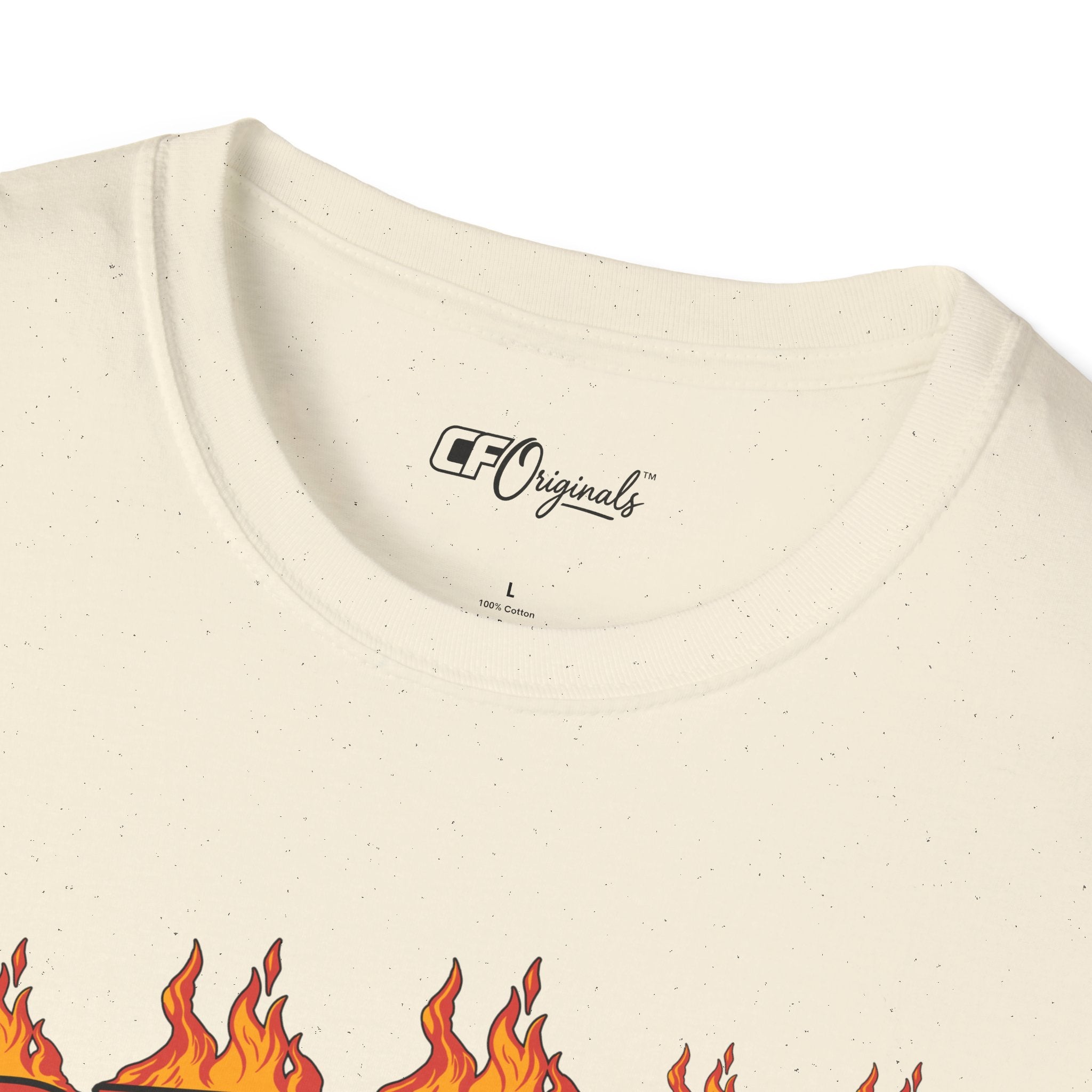 Racing 'BURN' Graphic Tee — Retro Flaming Racecar Chicago Track Shirt