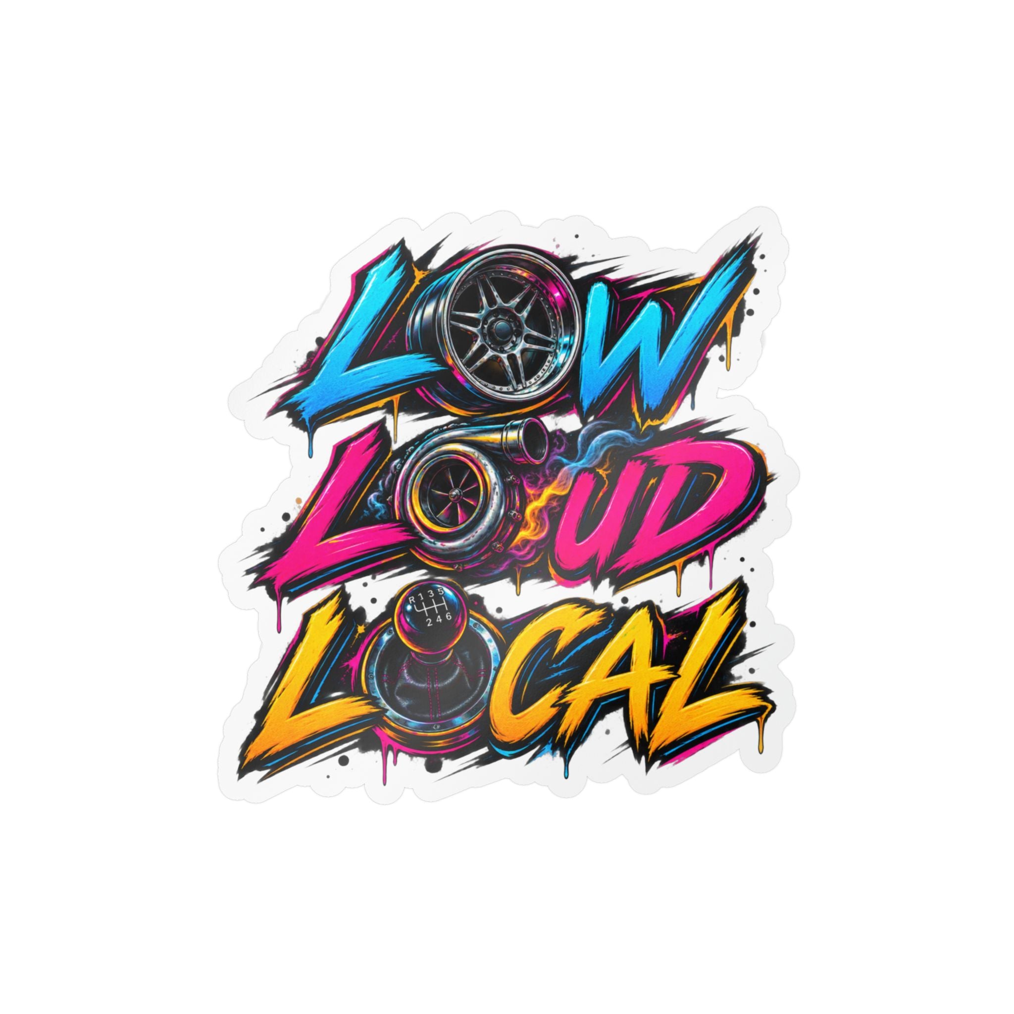 'Low Loud Local' Kiss-Cut Vinyl Sticker — Car Audio & Bass Lovers Decal