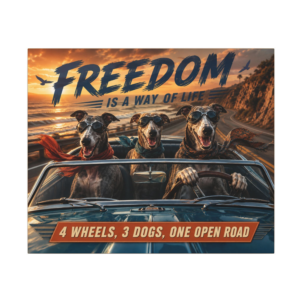 Canvas Wall Art - "Freedom Is A Way Of Life: 4 Wheels, 3 Dogs, One Open Road"
