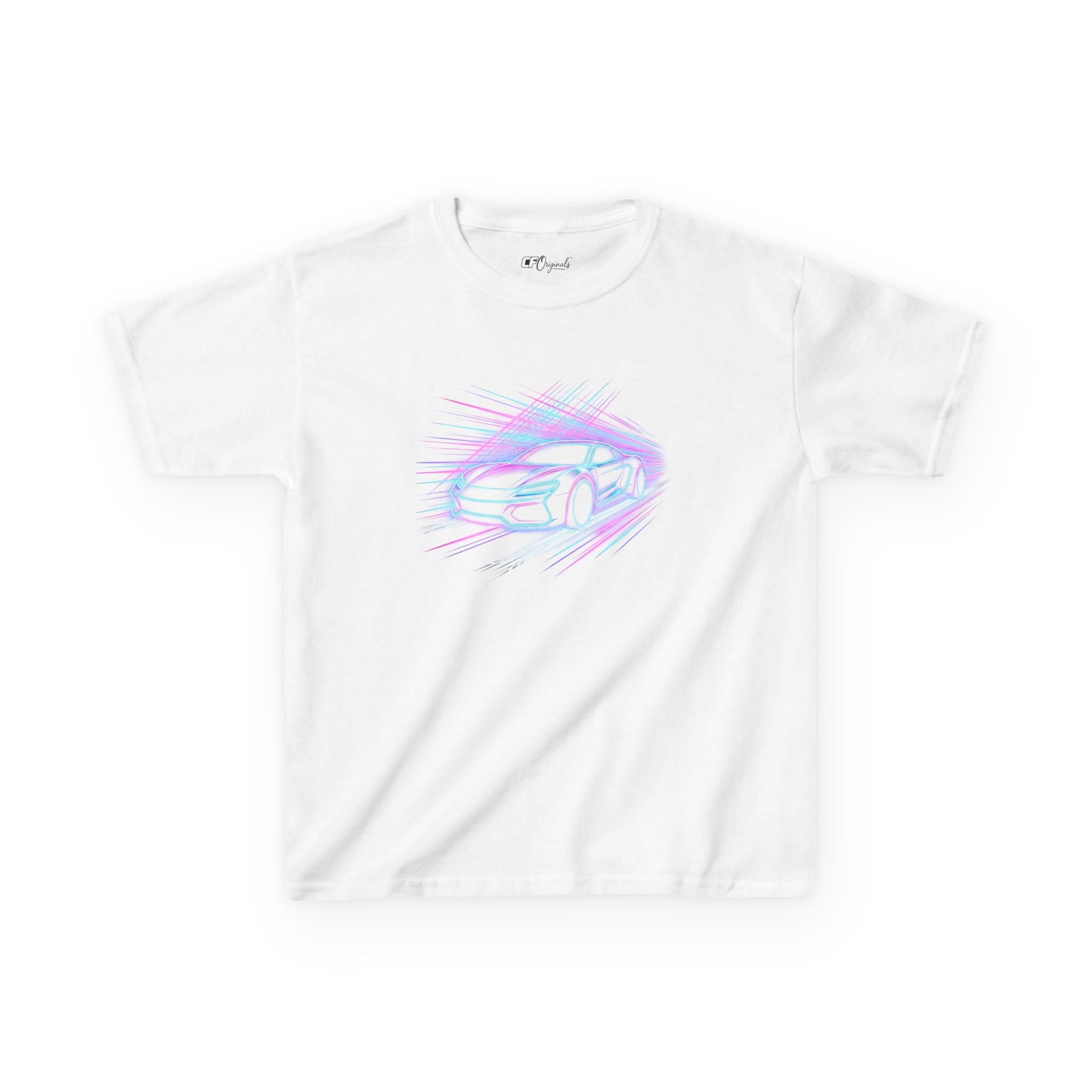 Kids Neon Speed Car Tee — Racing Graphic