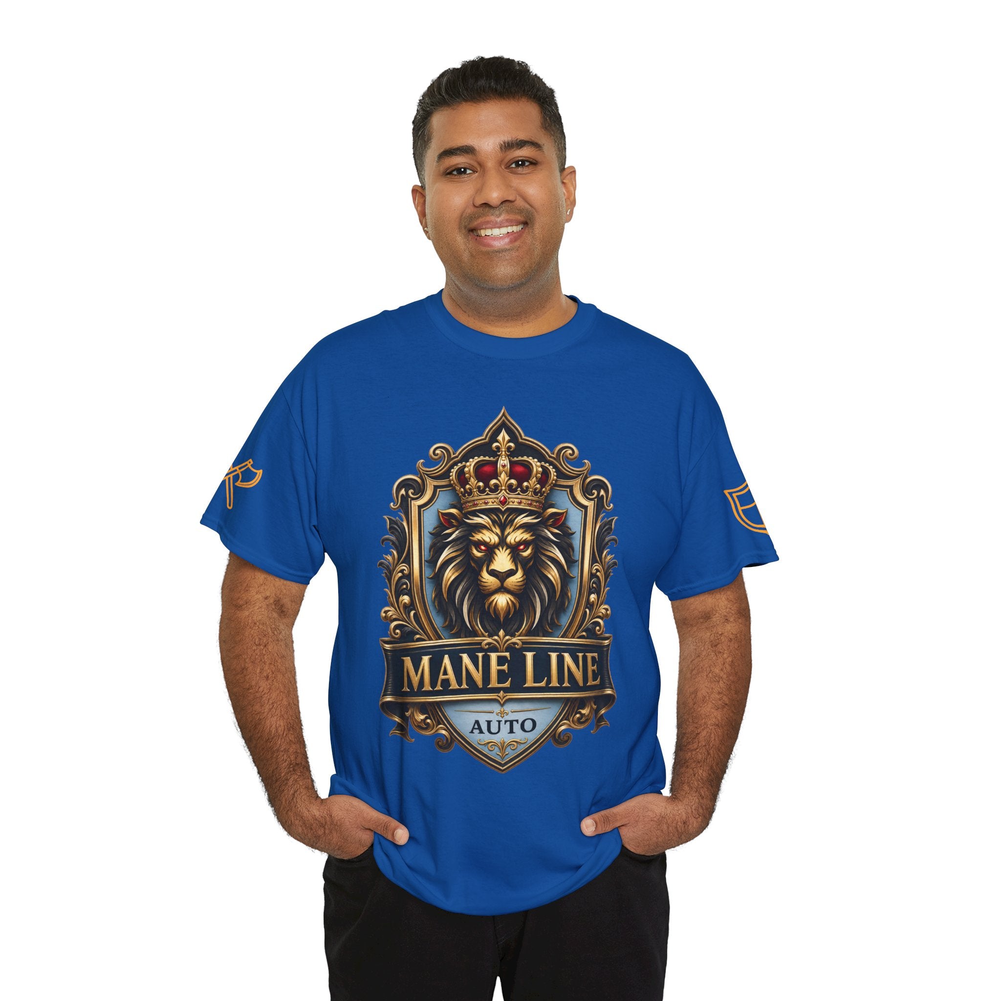 Lion Crest Tee — "Mane Line Auto" Vintage Heraldic Graphic Shirt
