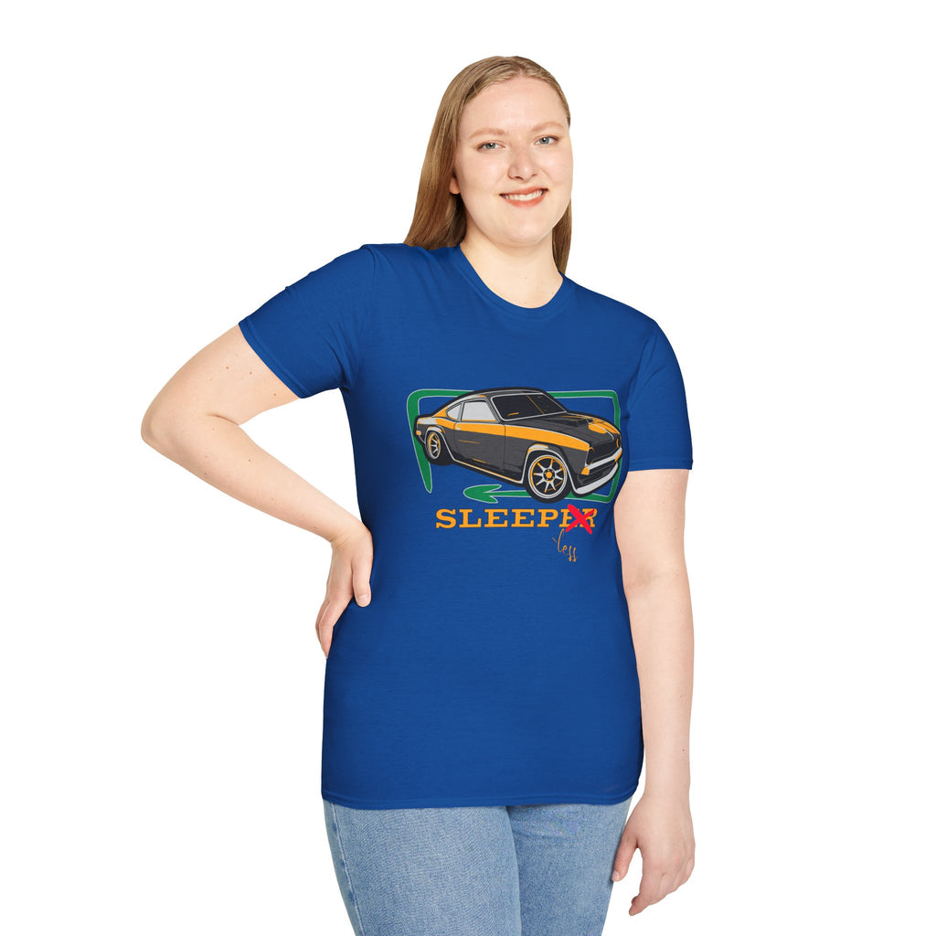Classic Muscle Car T-Shirt — Retro 'Sleepless' Graphic Tee