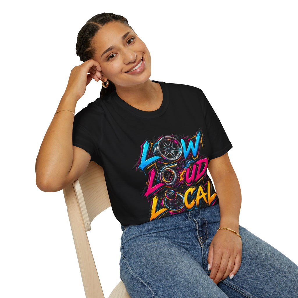 'Low Loud Local' - Neon Car T-Shirt
