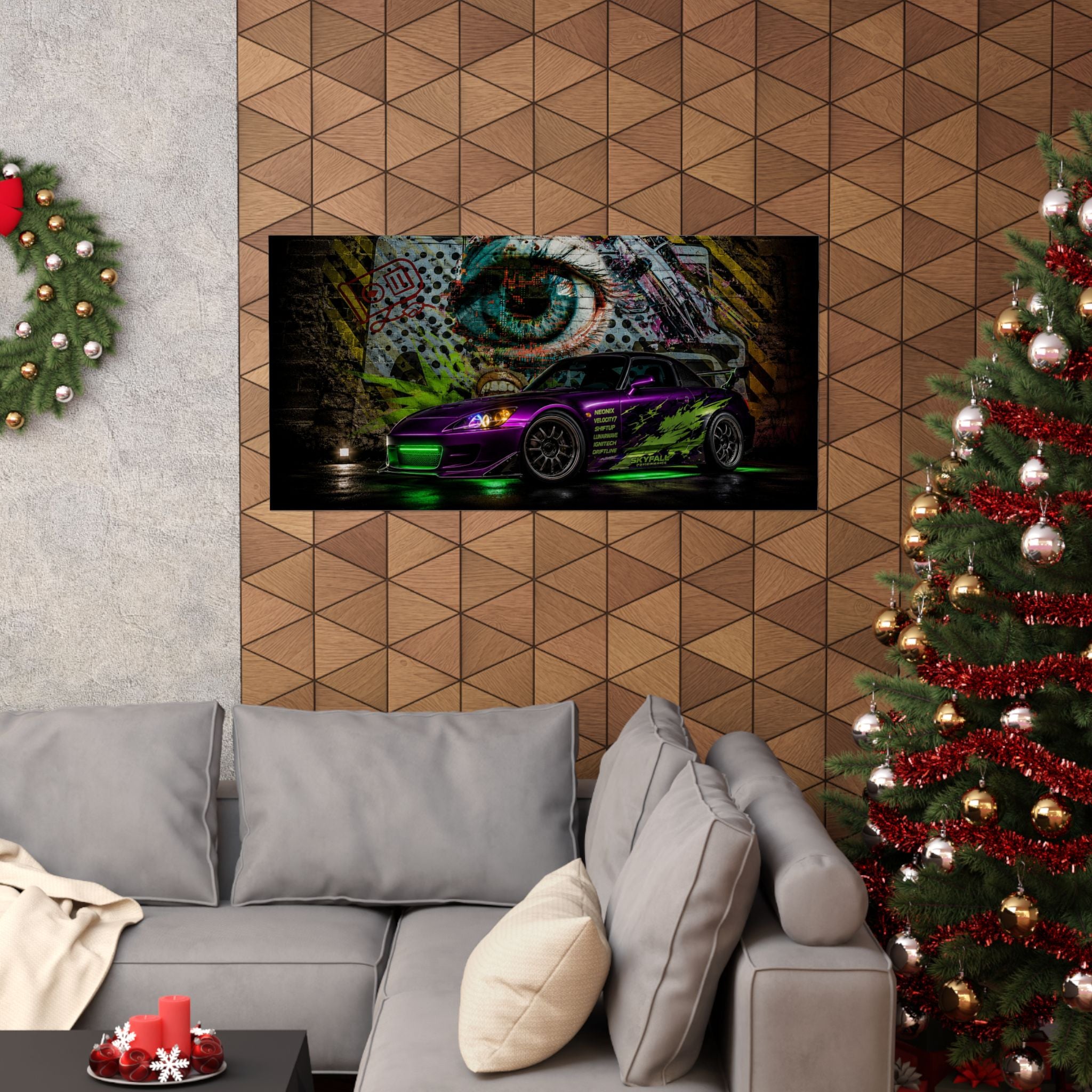 Graffiti Sports Car Matte Poster — Neon Drift Street Art Wall Print