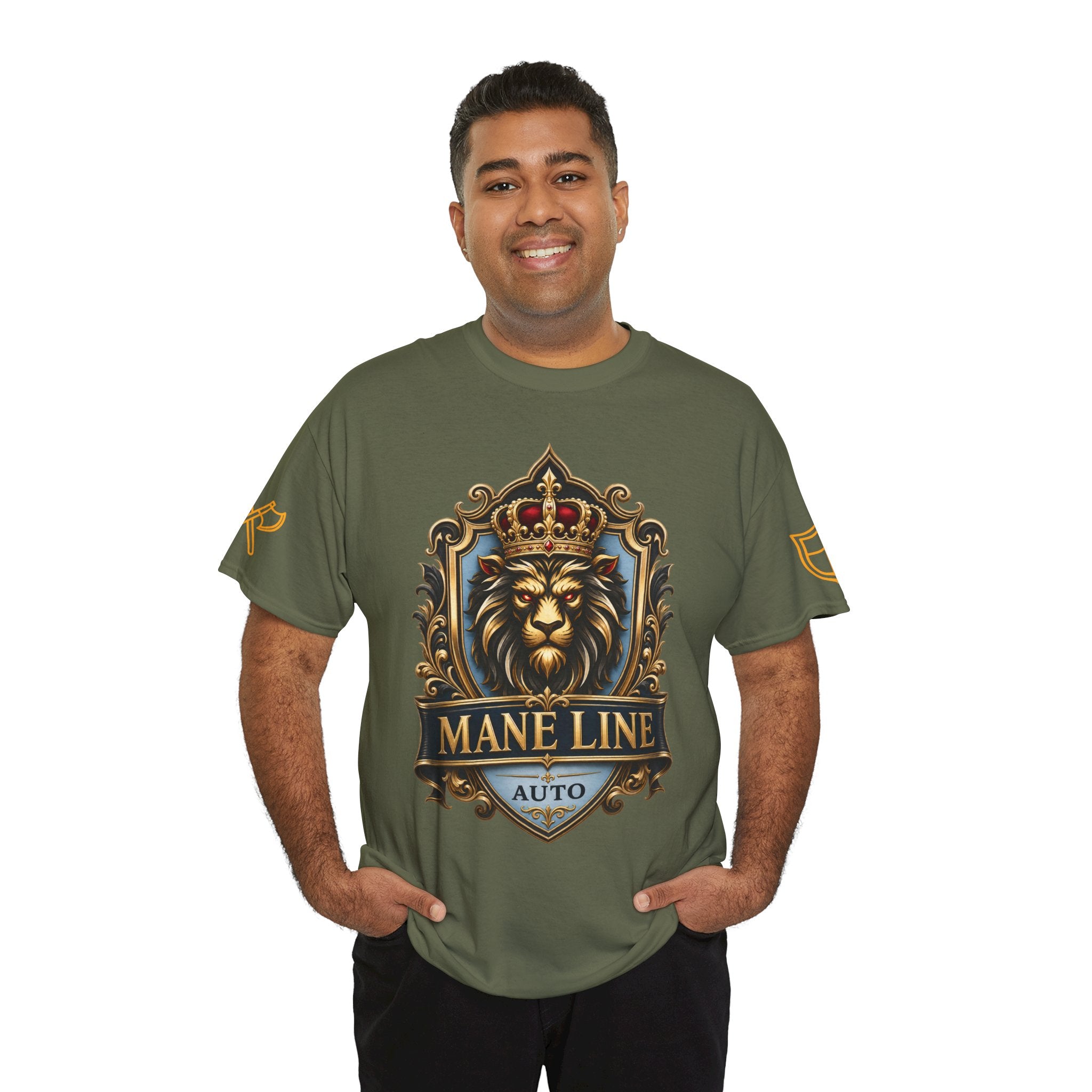 Lion Crest Tee — "Mane Line Auto" Vintage Heraldic Graphic Shirt
