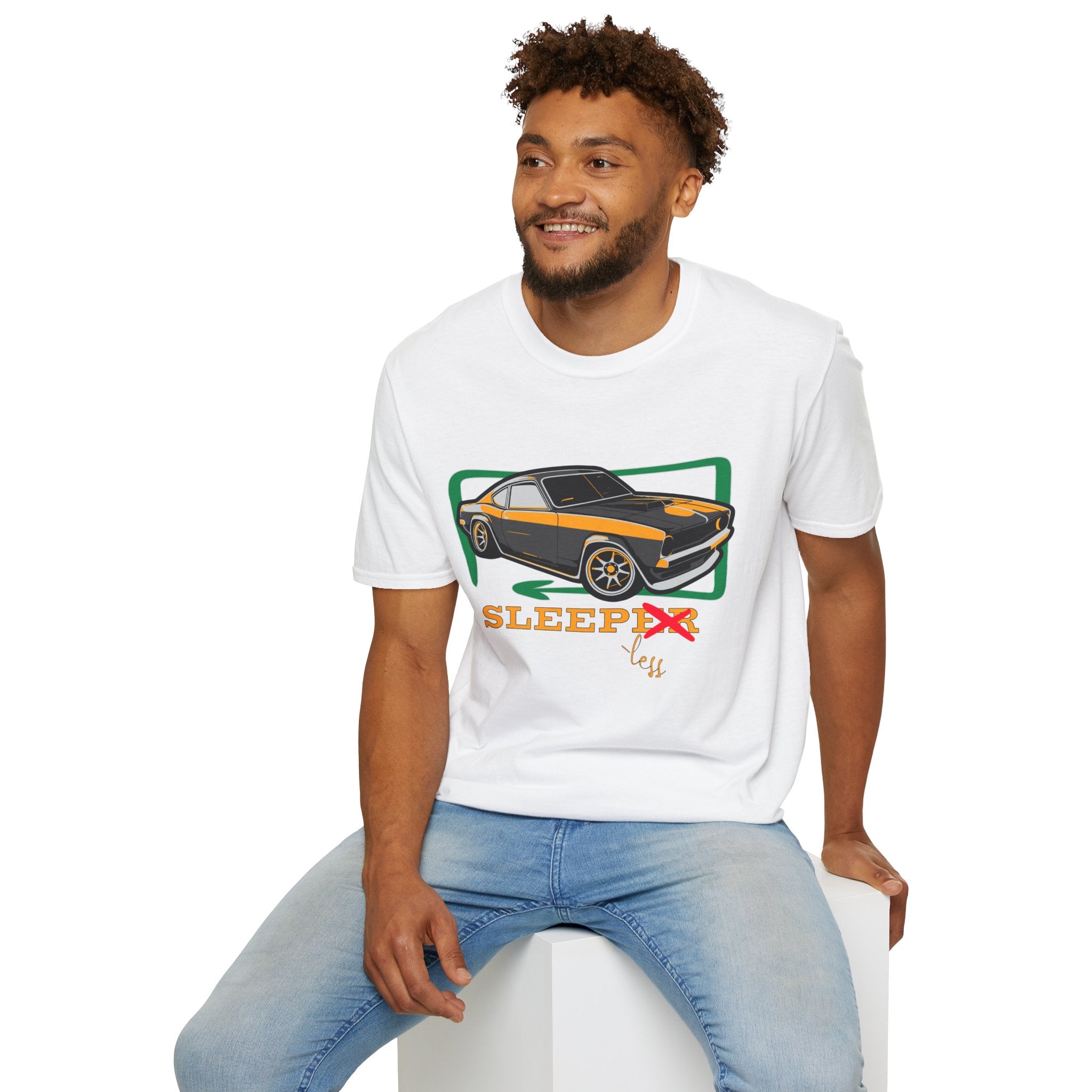 Classic Muscle Car T-Shirt — Retro 'Sleepless' Graphic Tee
