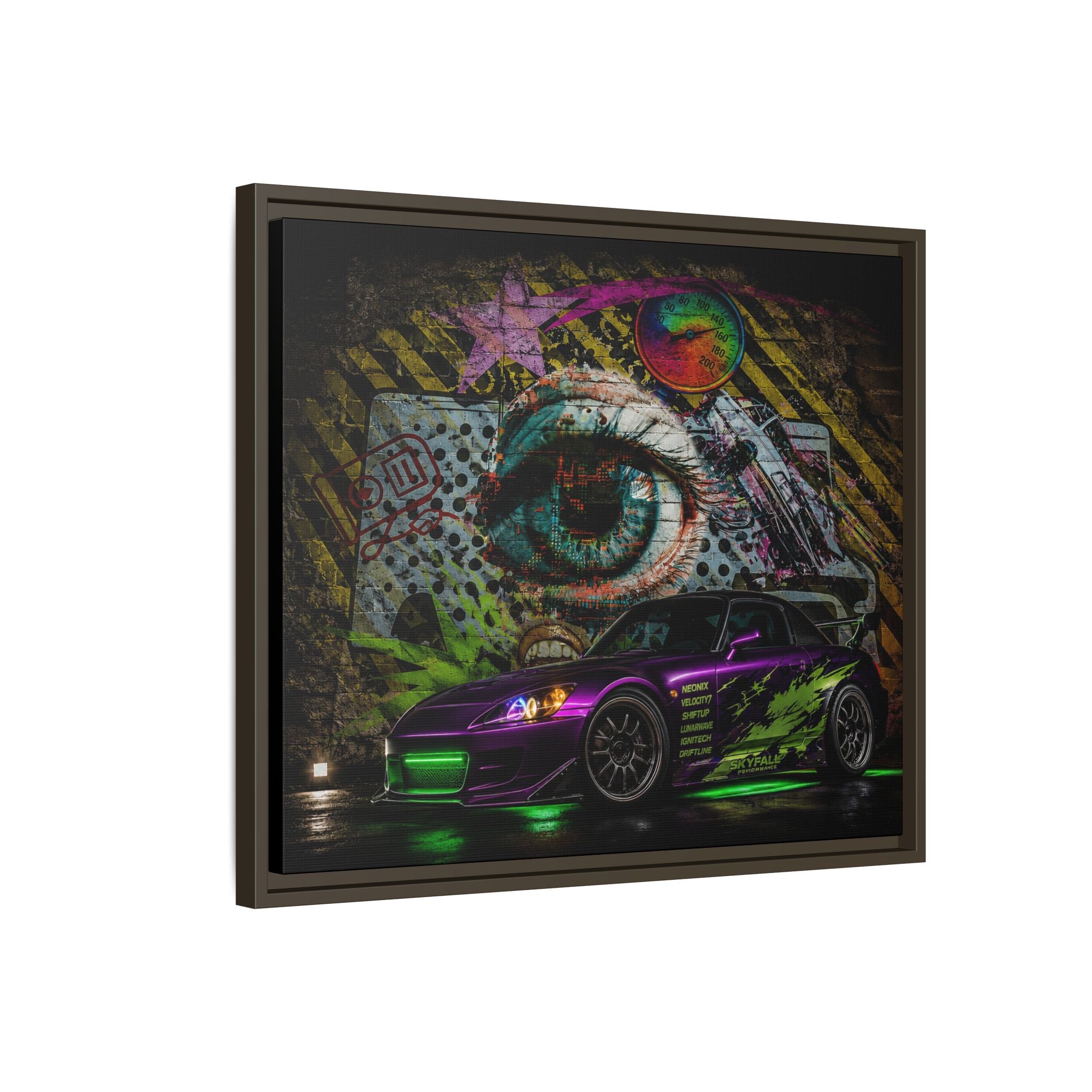 Graffiti Sports Car Matte Canvas - Framed Wall Art