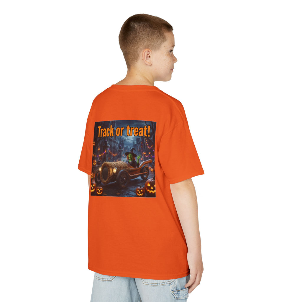 'Track or Treat!' Halloween Racing Car - Kid's Tee Shirt