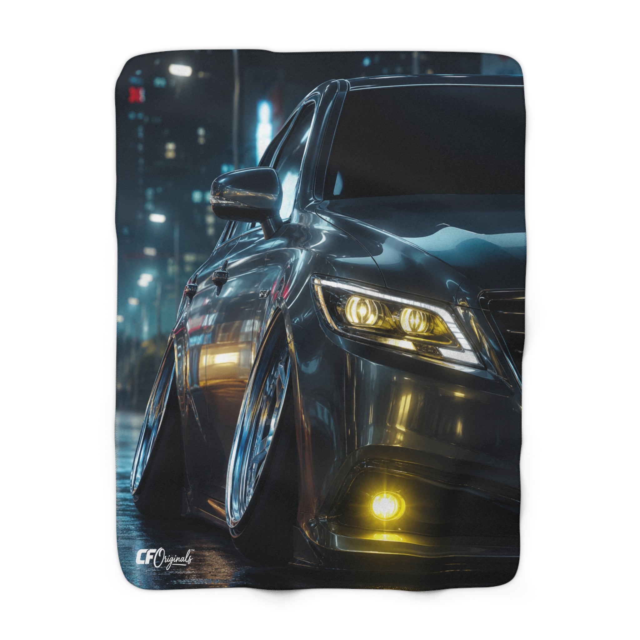 Slammed Sedan Sherpa Blanket — Night City Design