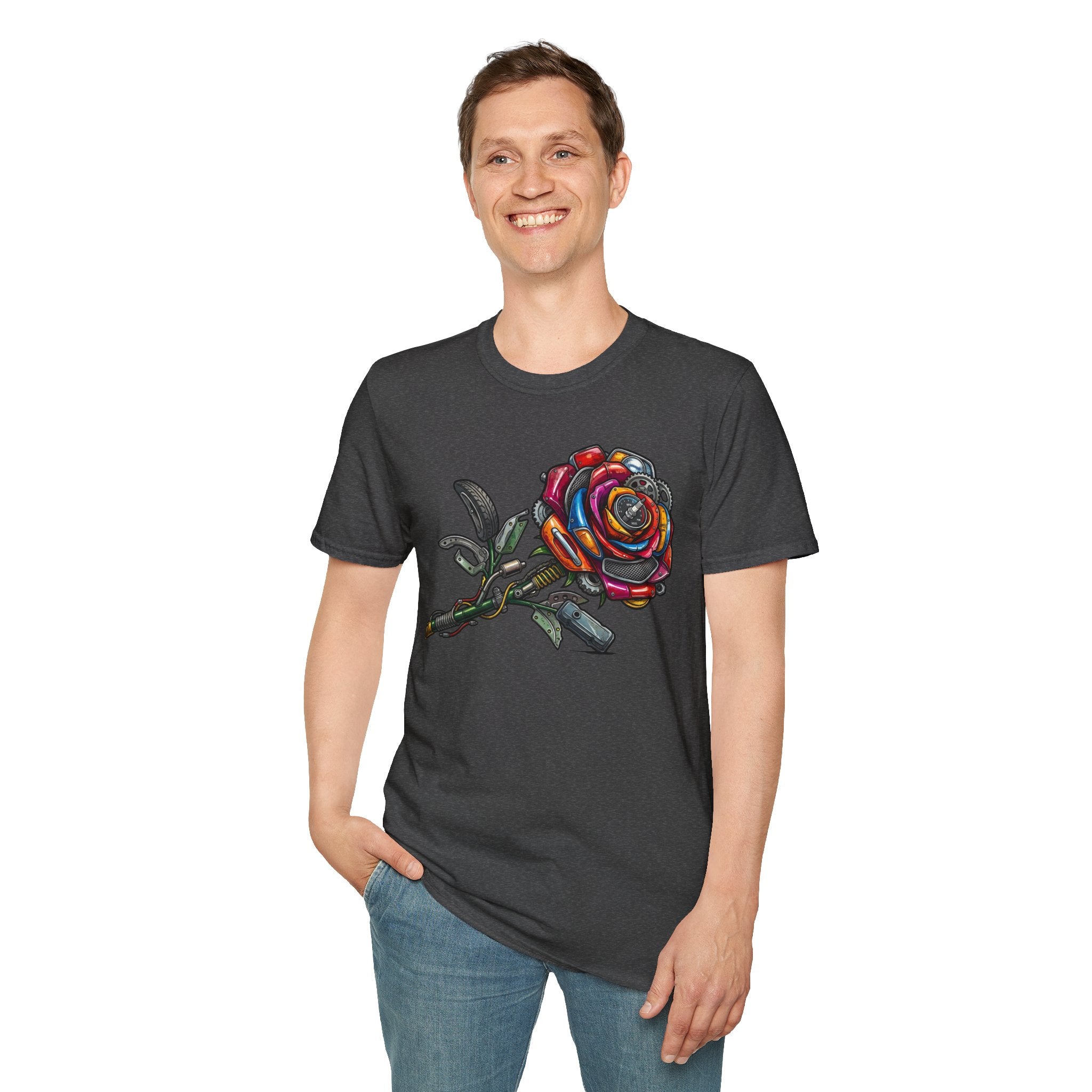 Colorful Mechanical Rose Graphic Tee