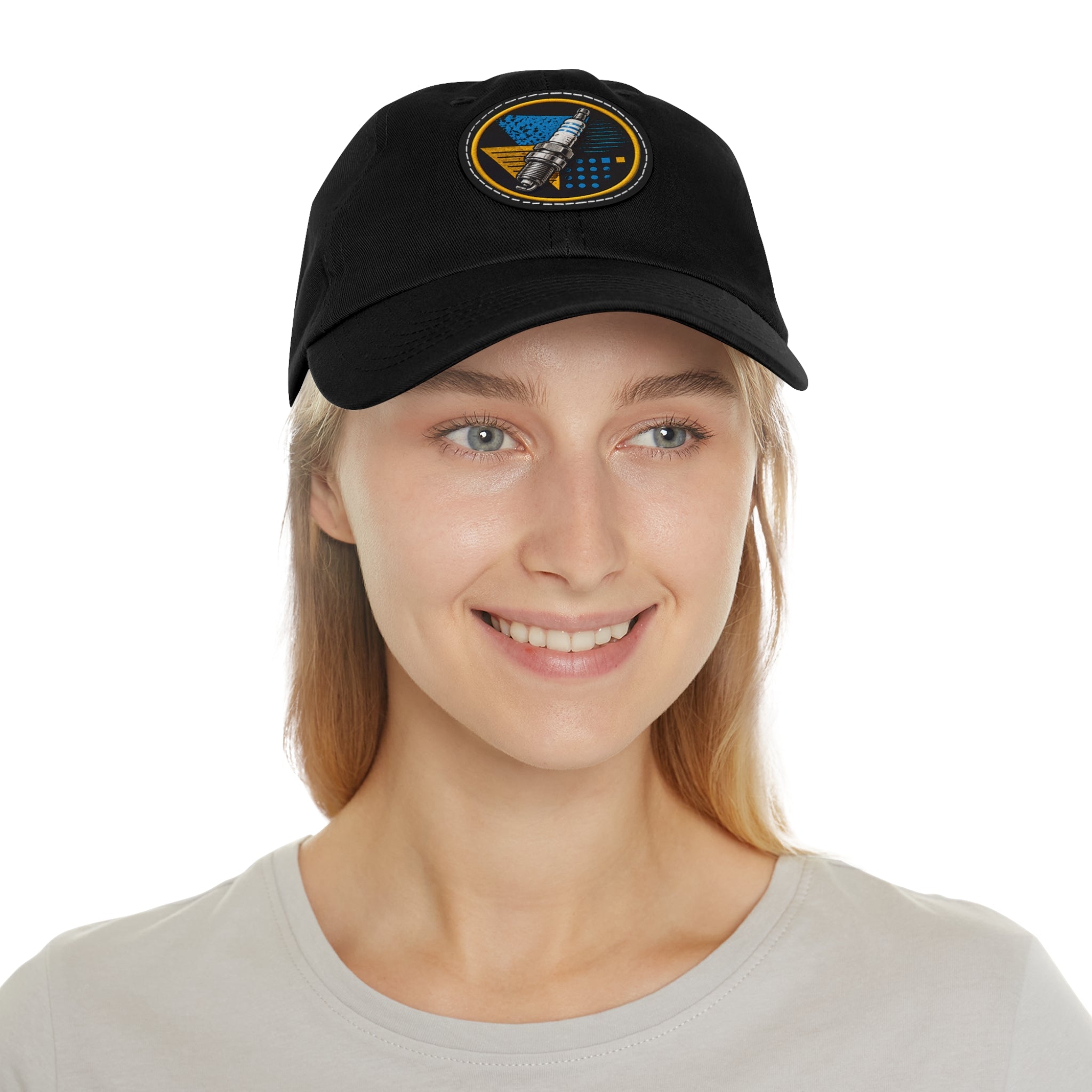 Spark Plug Patch Dad Hat — Vintage Automotive Mechanic Cap